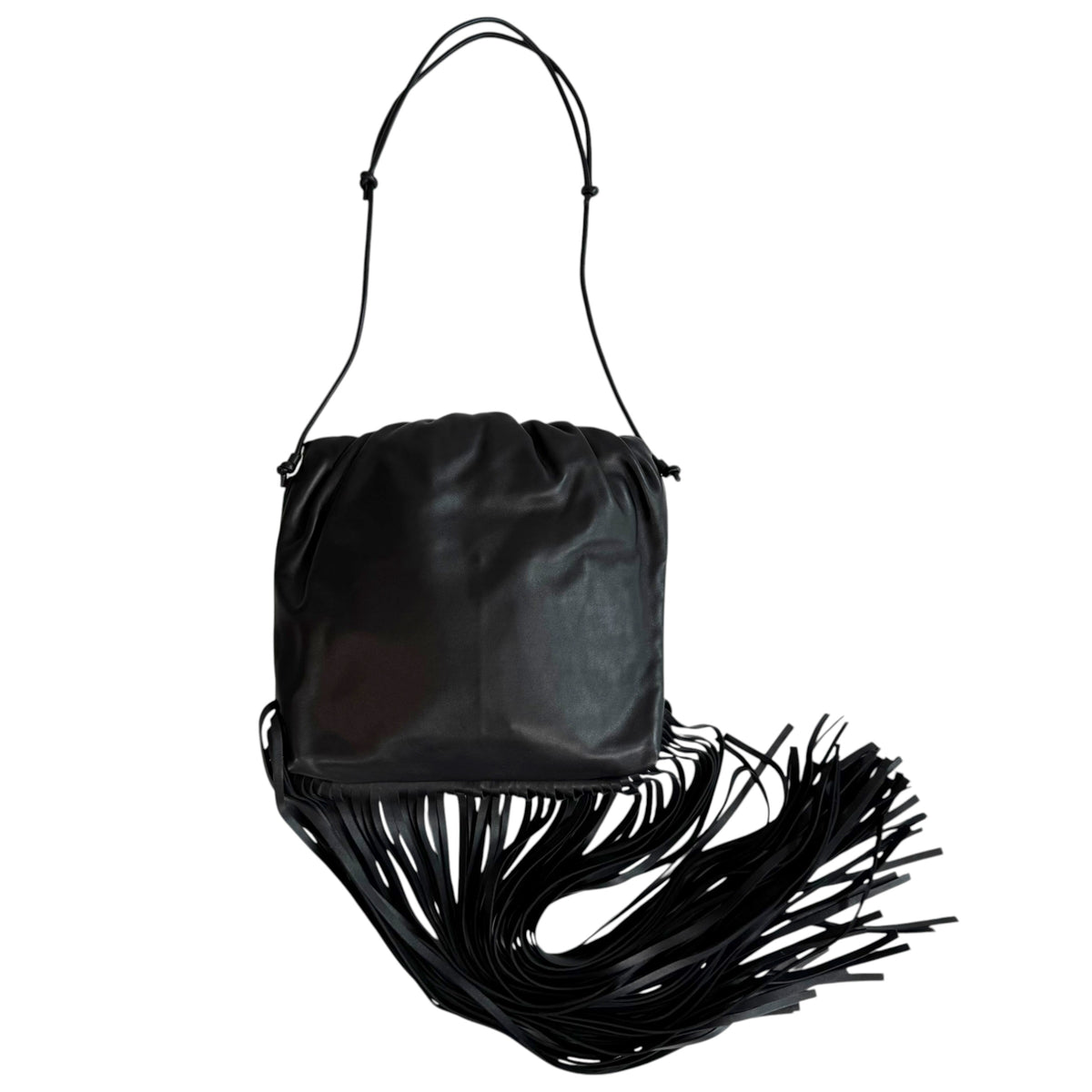 Bottega Veneta Black Fringe Pouch Shoulder Clutch Bag