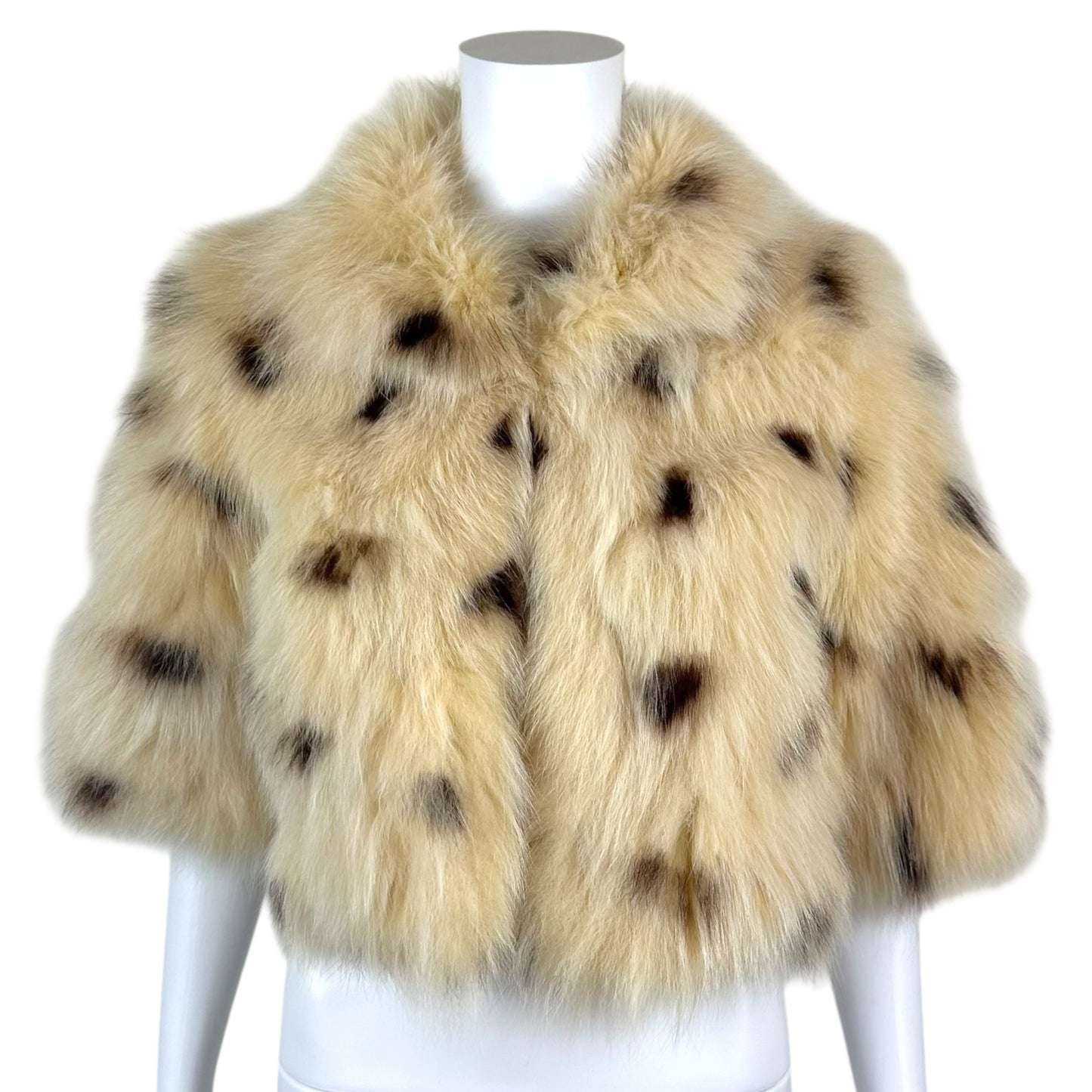 Vintage 'Lynx' Dyed Fox Fur Cropped 1/2 Sleeve Coat