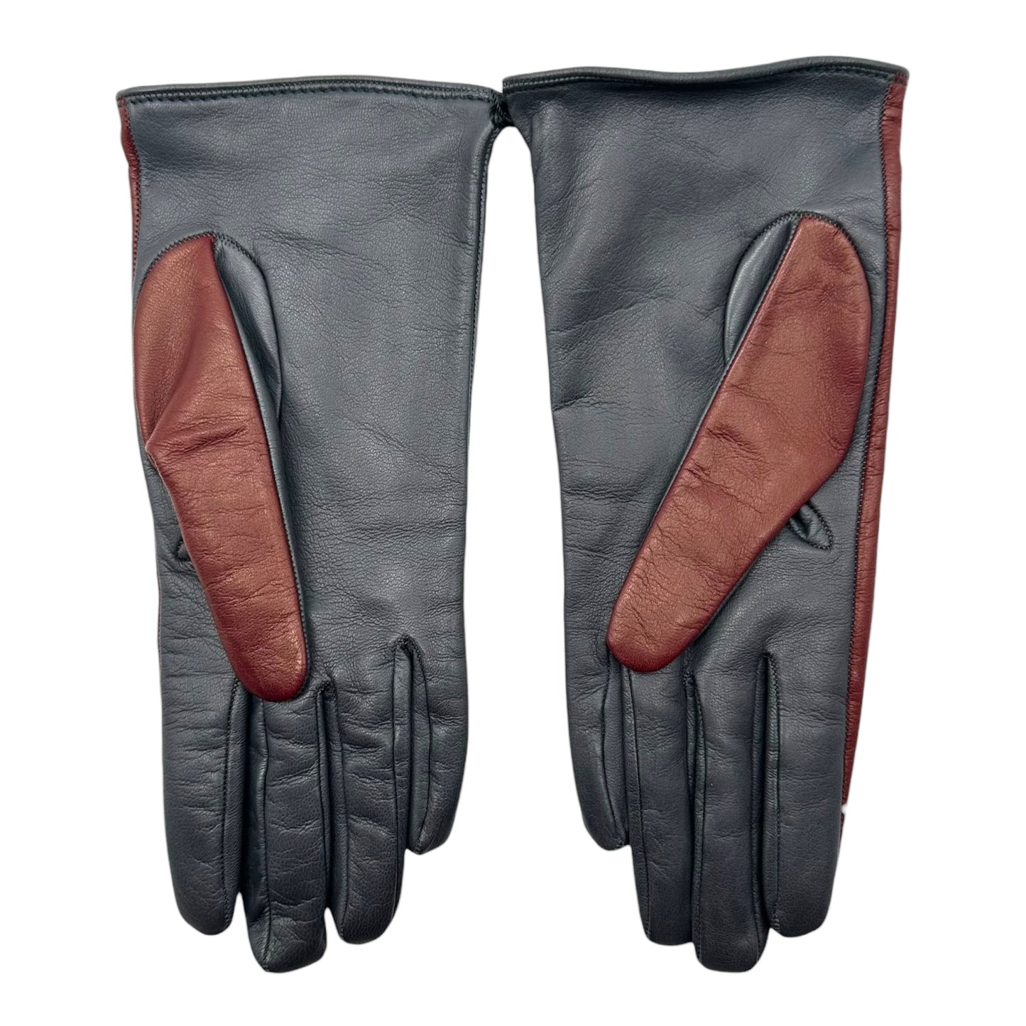 Dolce & Gabbana Burgundy & Black Leather & Tan Suede Gloves NEW