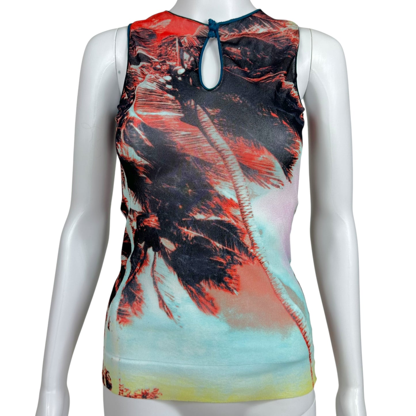 Jean Paul Gaultier Soleil Palm Tree Print Sheer Mesh Tank - Outfit Repeater