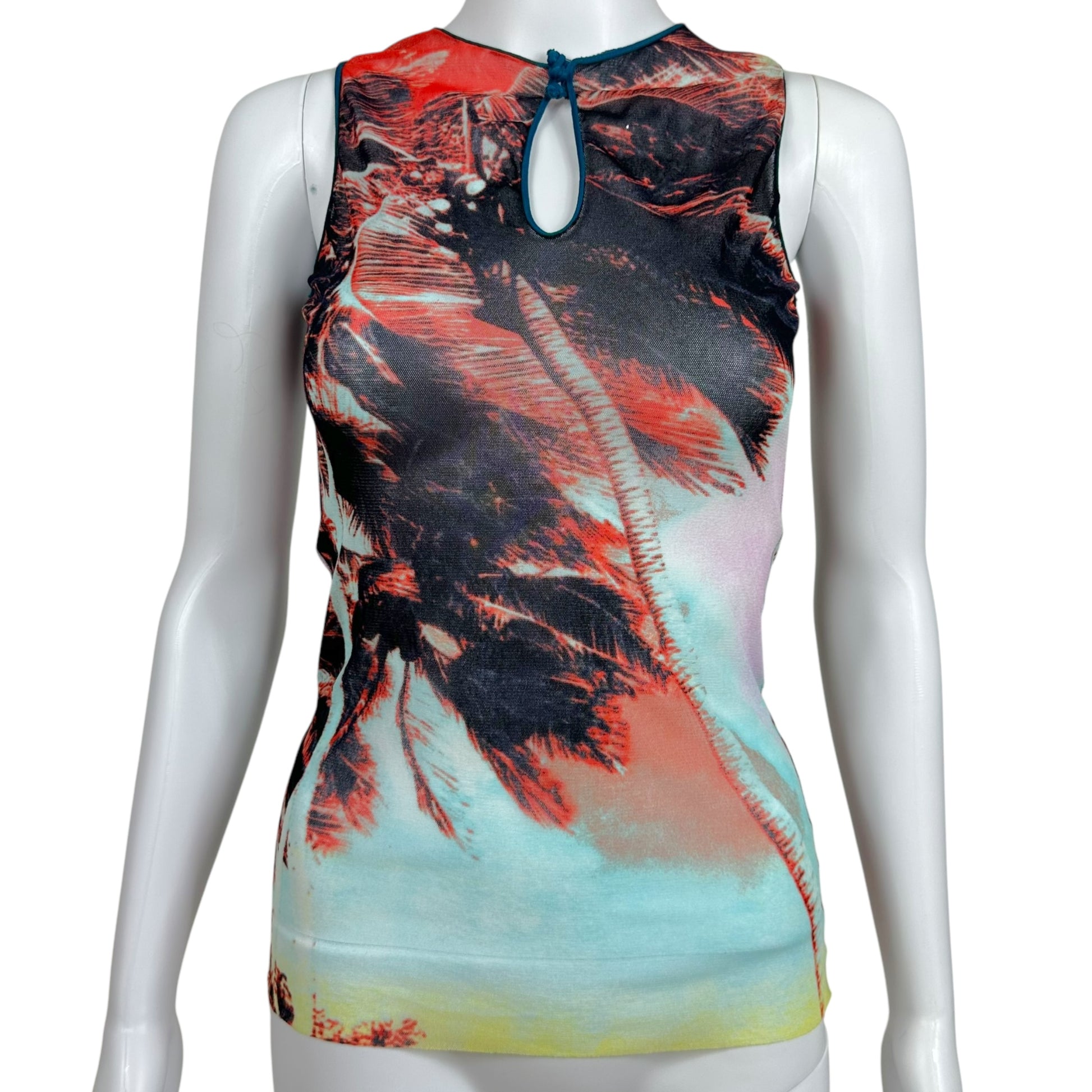 Jean Paul Gaultier Soleil Palm Tree Print Sheer Mesh Tank - Outfit Repeater