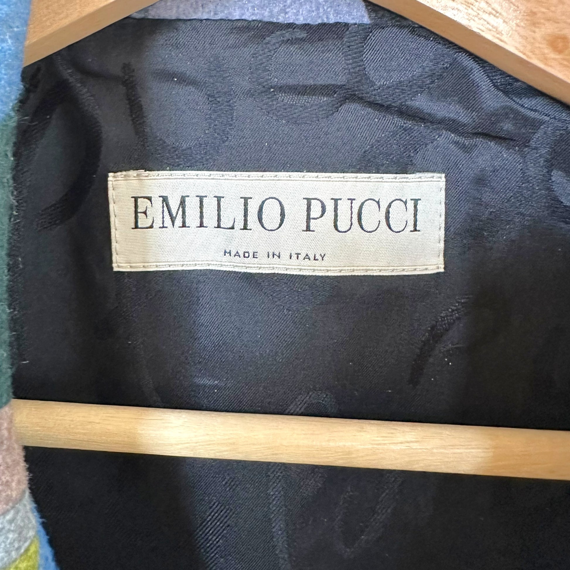 Emilio Pucci Double Breasted Coat Gray Multicolor Print