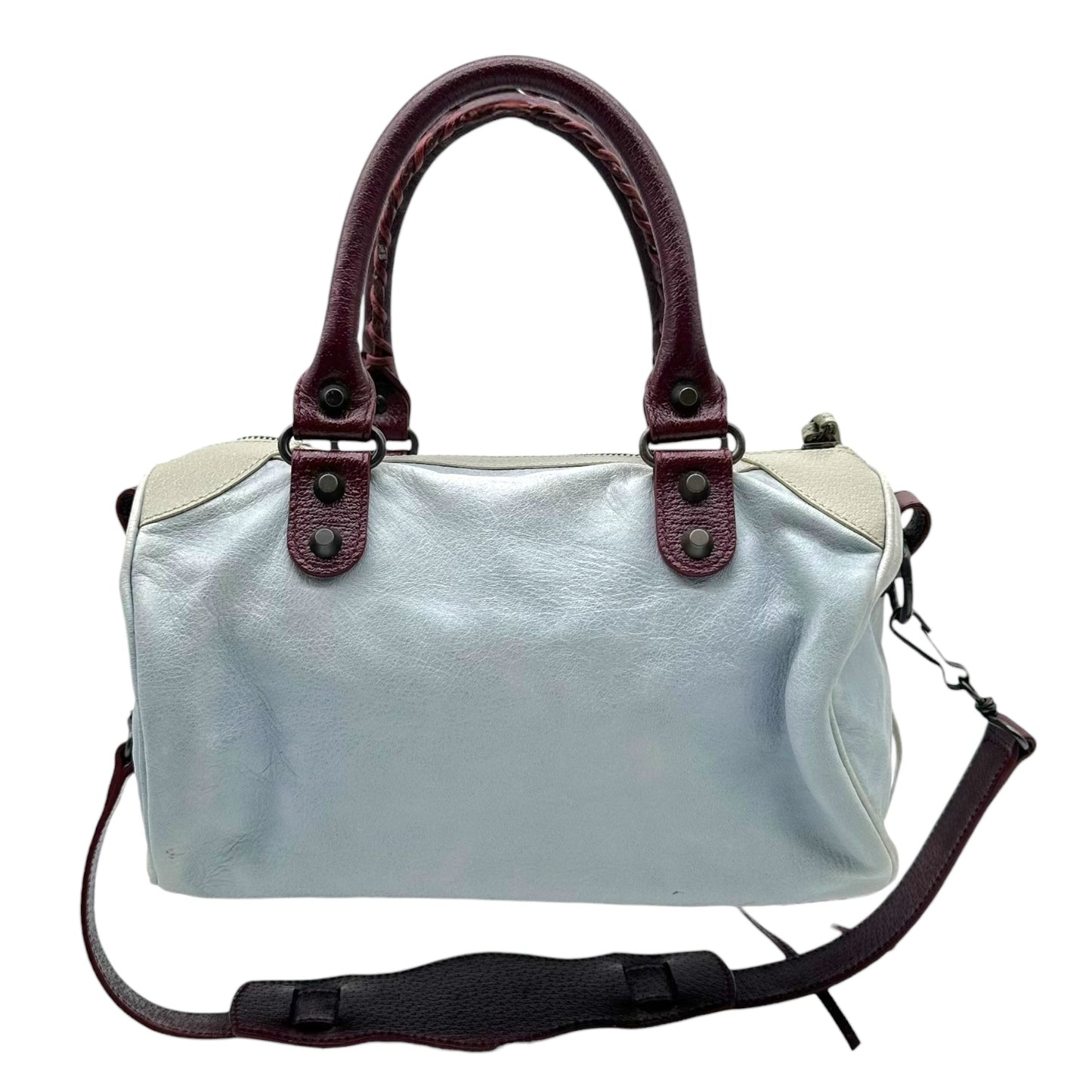 Balenciaga Tri-Colored Burgundy & Blue Mini City 2-Way Bag