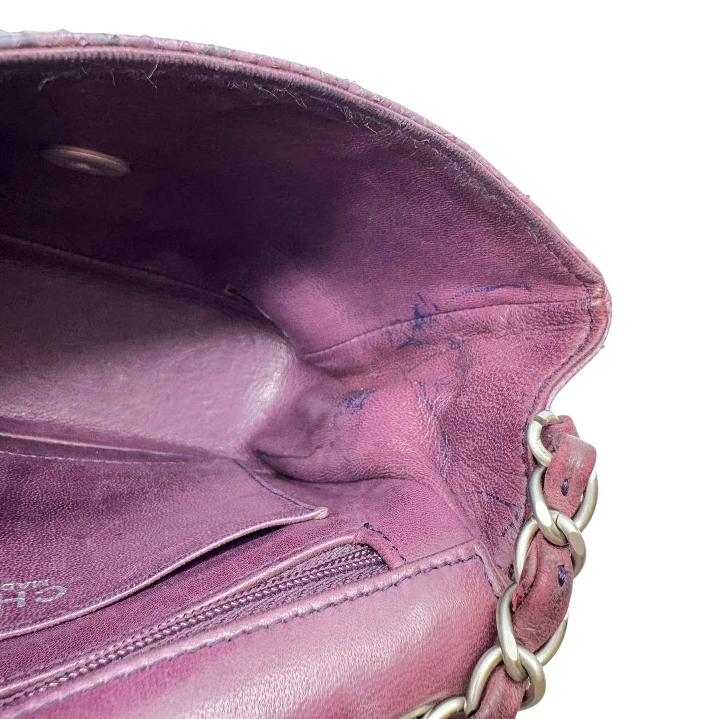 Chanel Purple Python Small Square Flap Bag