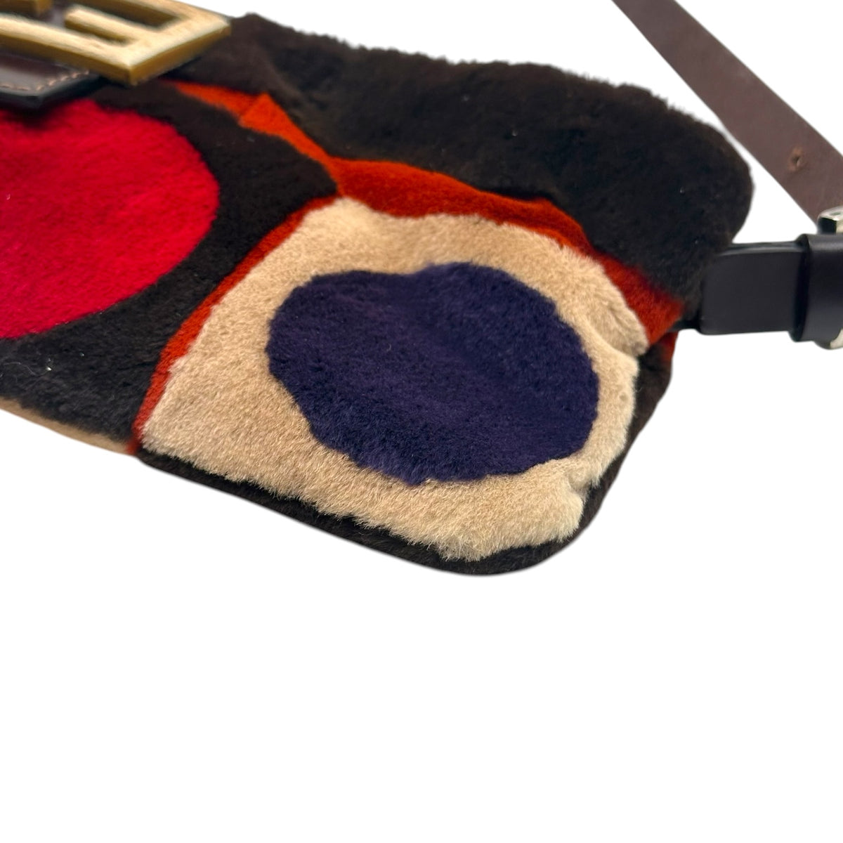 Fendi F/W 2000 Multicolor Geometric Fur Crossbody Baguette