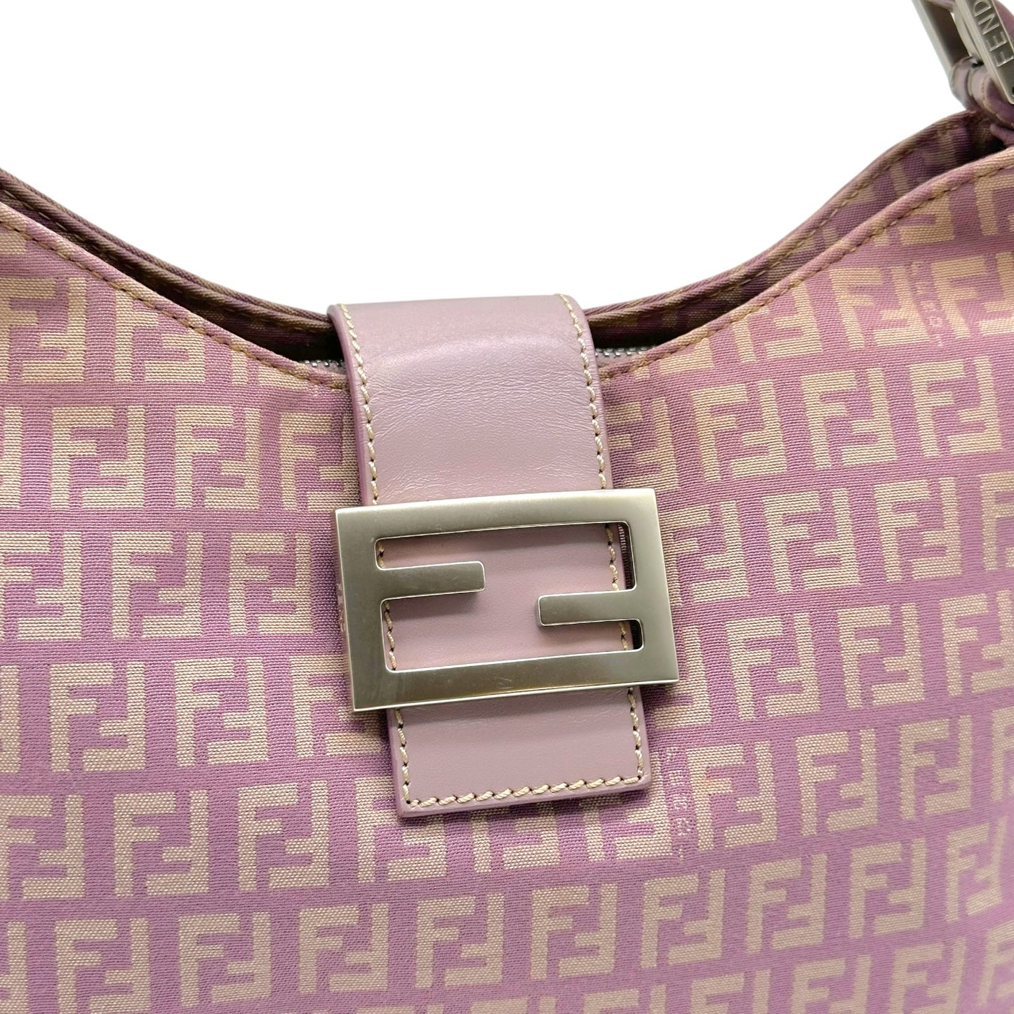 Fendi Lavender Zucchino Monogram Shoulder Baguette Bag