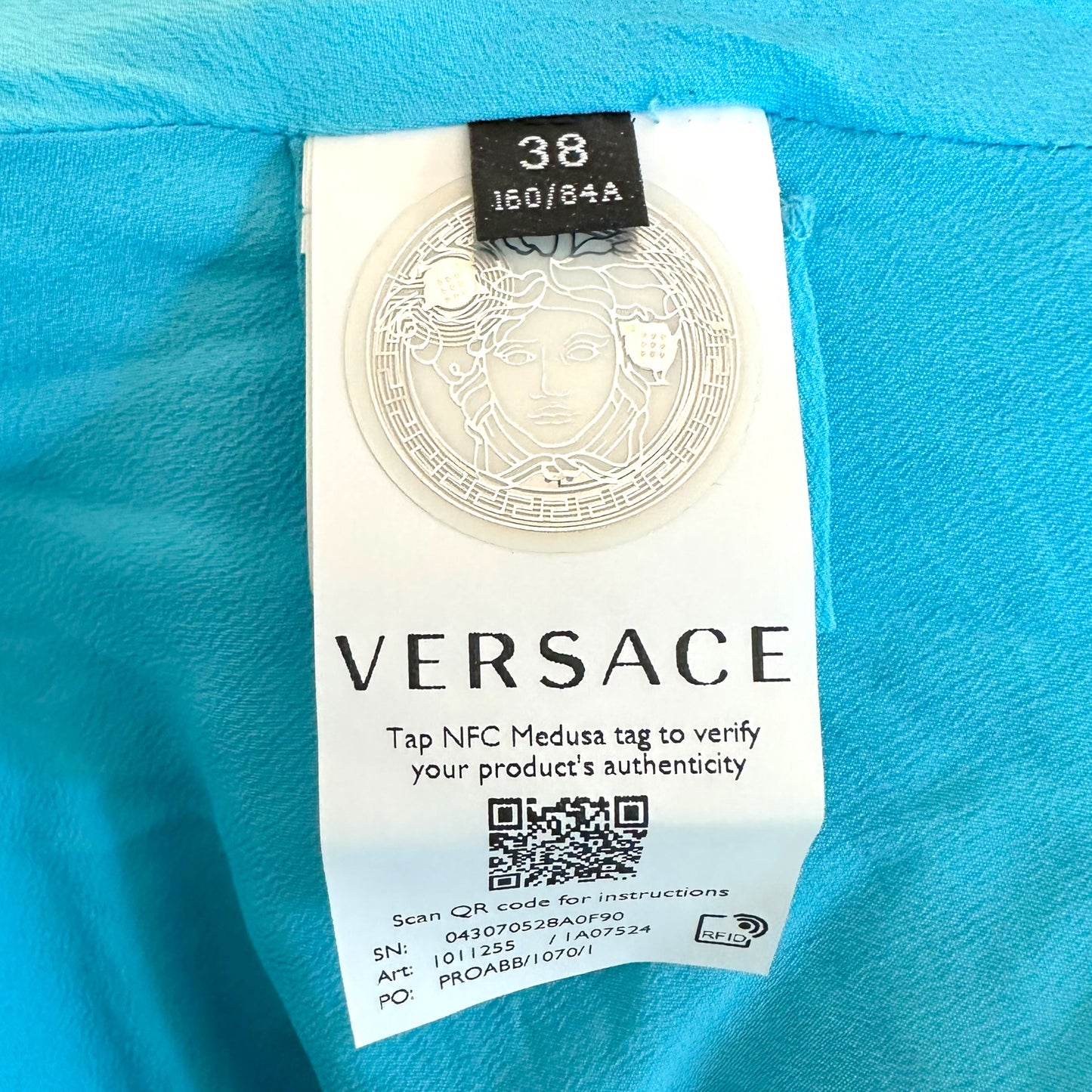 Versace x Dua Lipa Teal Blue Logo Mini Dress