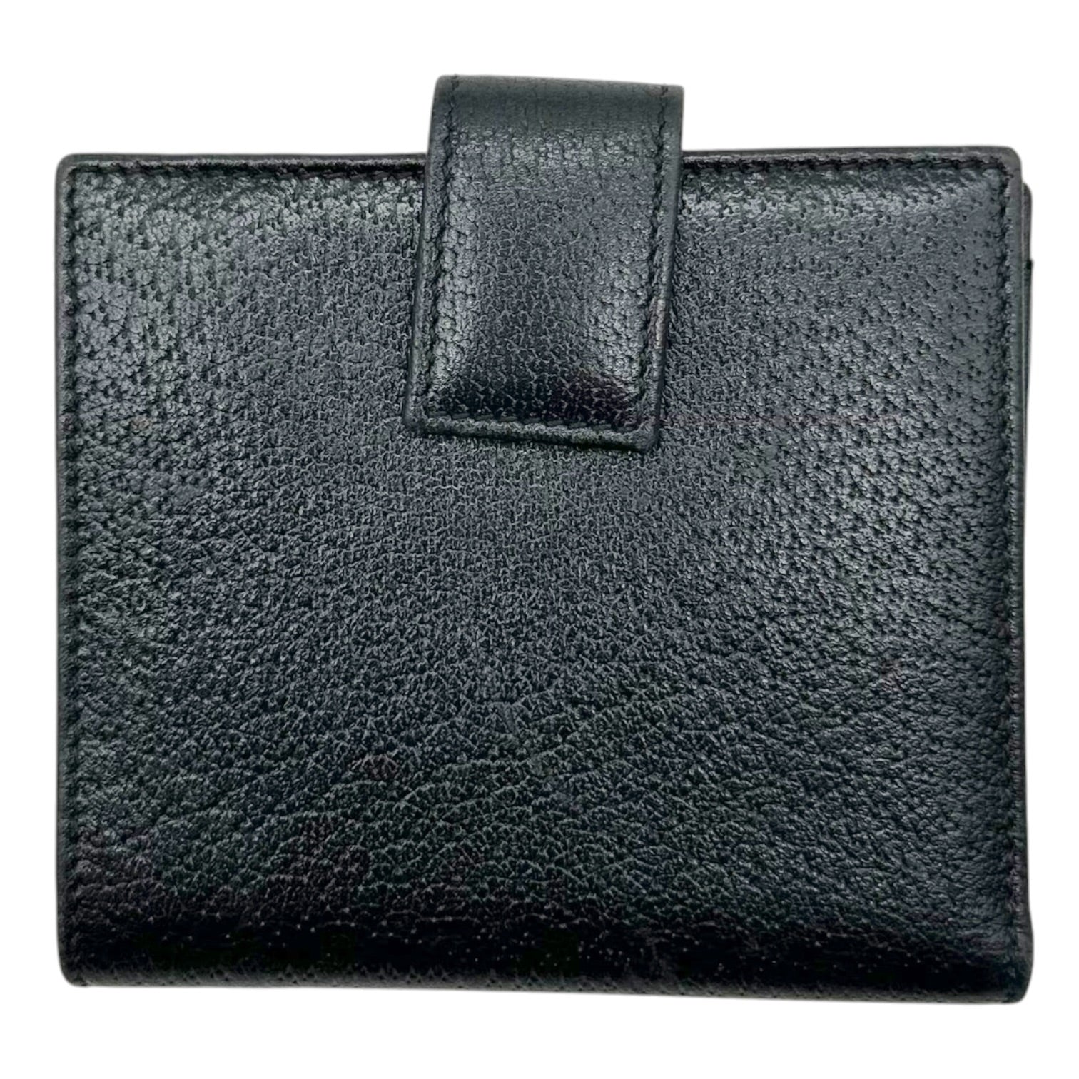 Gucci Black Leather Bi-Fold Wallet with Gold Logo