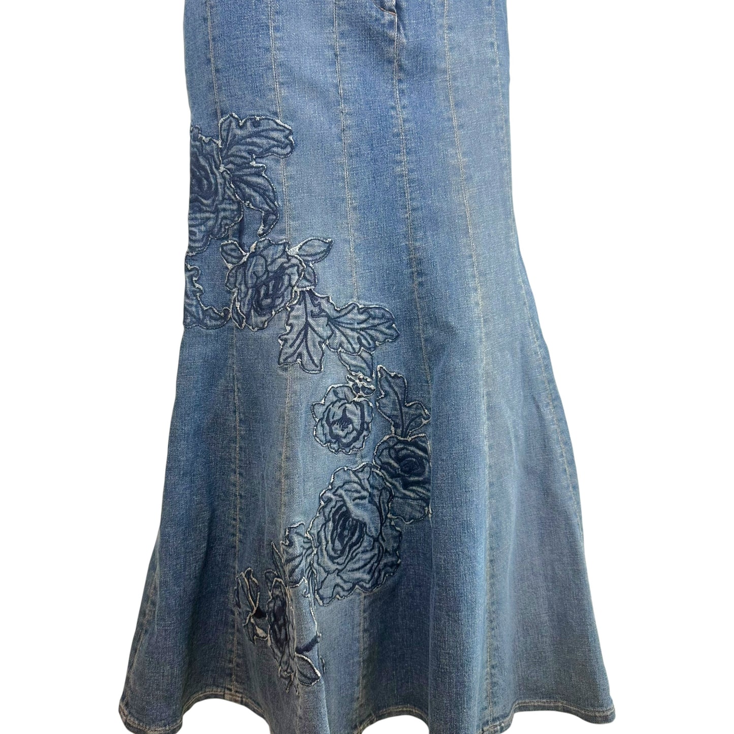 Roberto Cavalli Embroidered Floral Denim Maxi Skirt