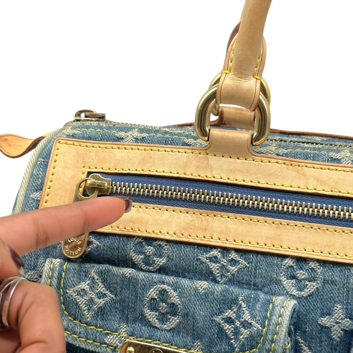 Louis Vuitton Blue Denim Monogram Speedy Handbag