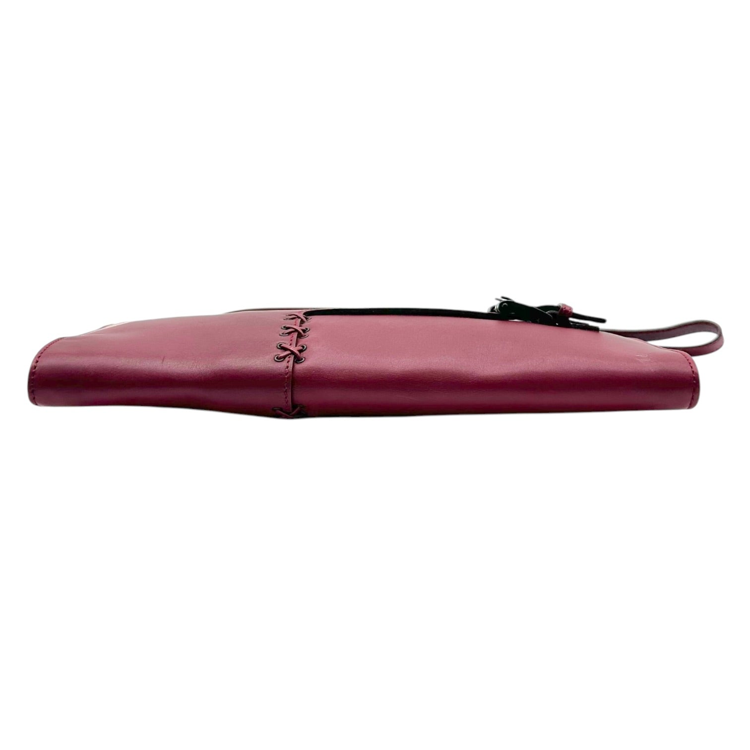 Gucci Burgundy Leather Clutch Bag With Whipstitch Detail