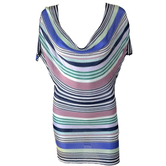 Missoni Blue & Purple Striped Knit Blouse Top