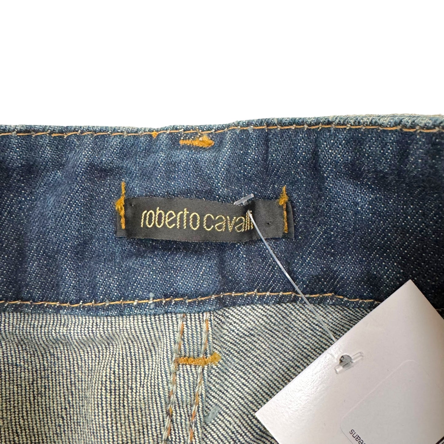 Roberto Cavalli 2005 Blue Crystal Waistband Straight-Leg Jeans - Outfit Repeater