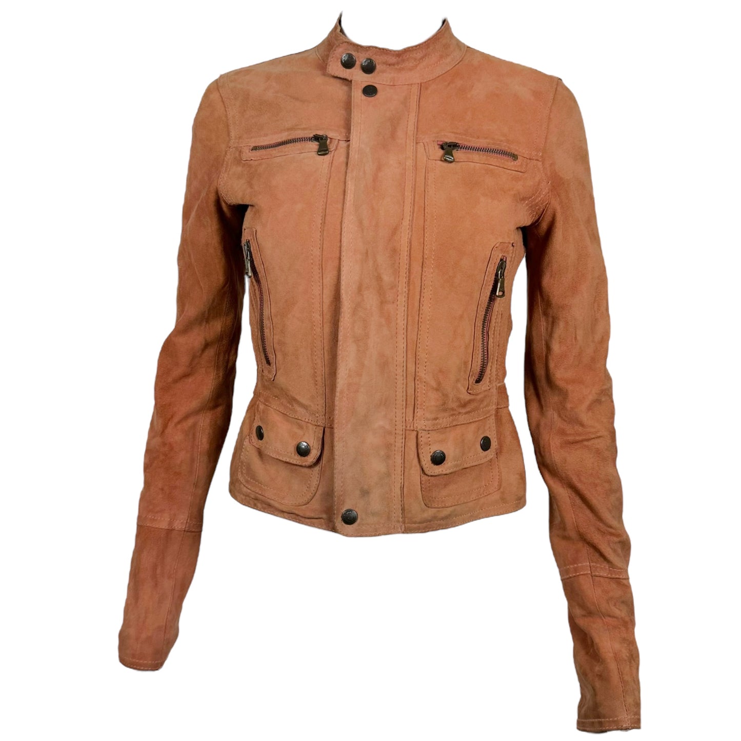 D&G Dolce & Gabbana Burnt Orange Suede Moto Jacket