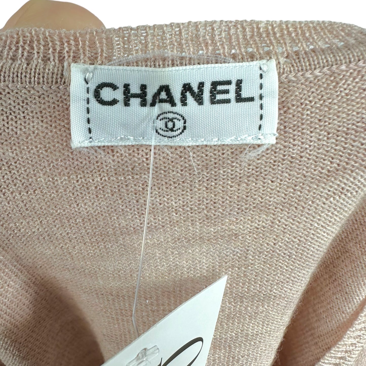 Chanel Beige Wool Knit Logo T-Shirt