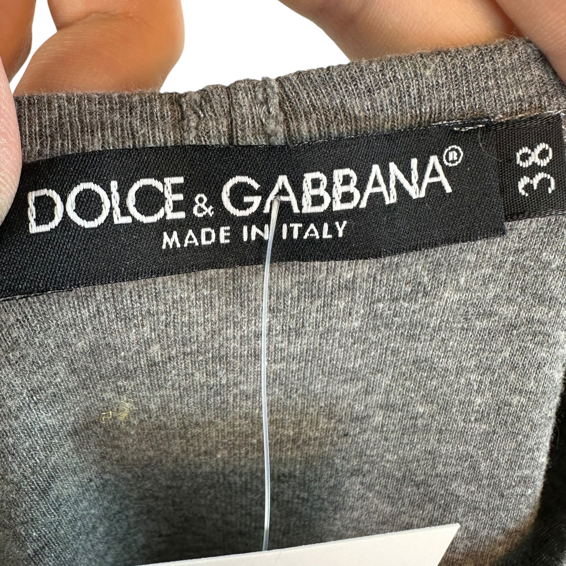 Dolce & Gabbana Gray Yellow Logo Crest Graphic T-Shirt