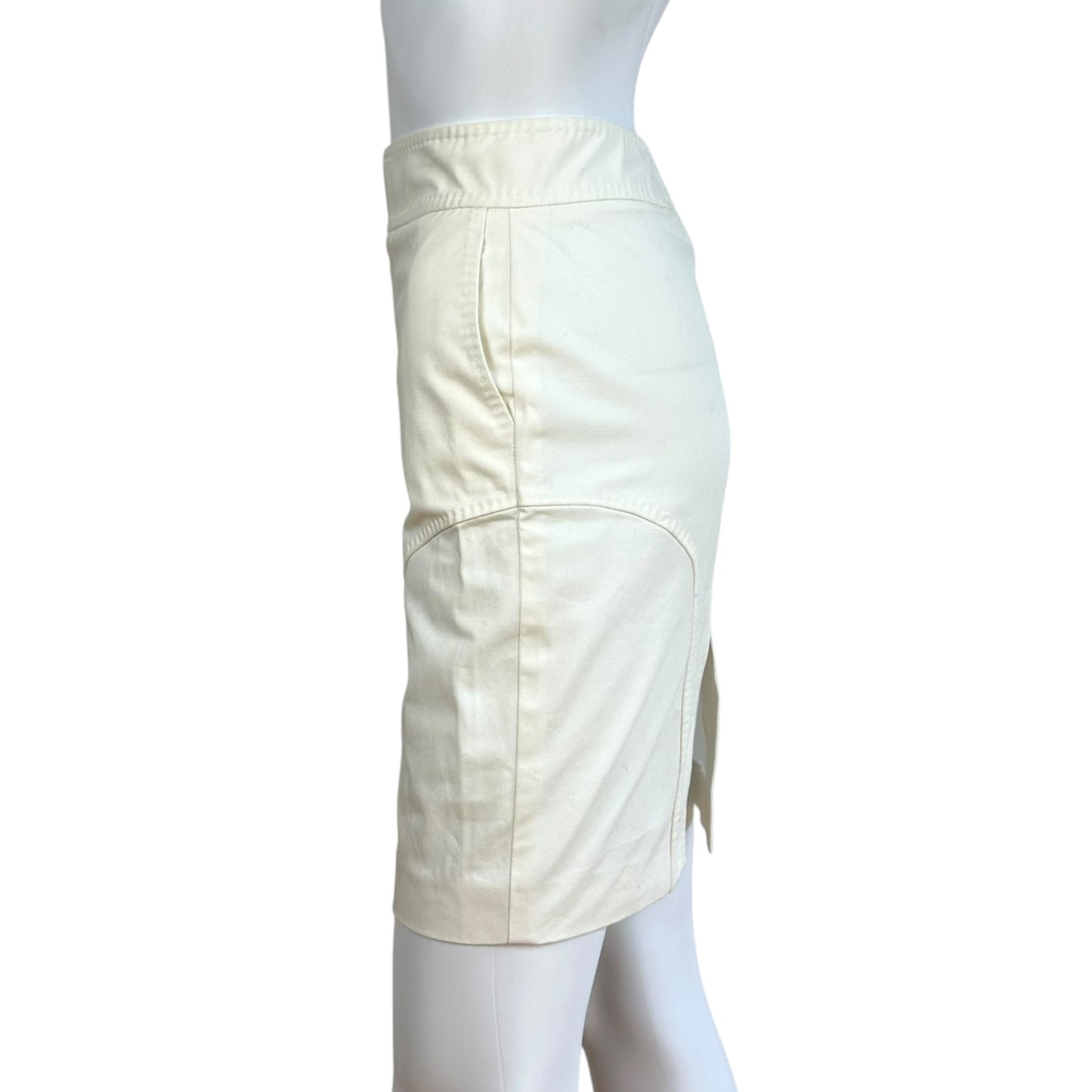 Gucci by Tom Ford S/S 2002 White Denim Jacket & Midi Skirt Set