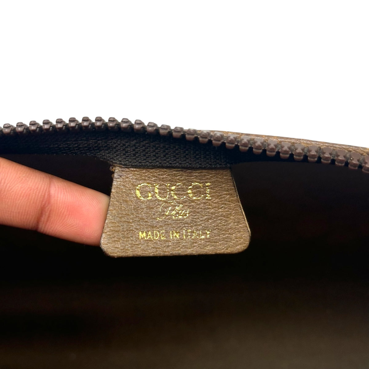 Gucci Plus Beige Monogram Zippered Pouch Bag