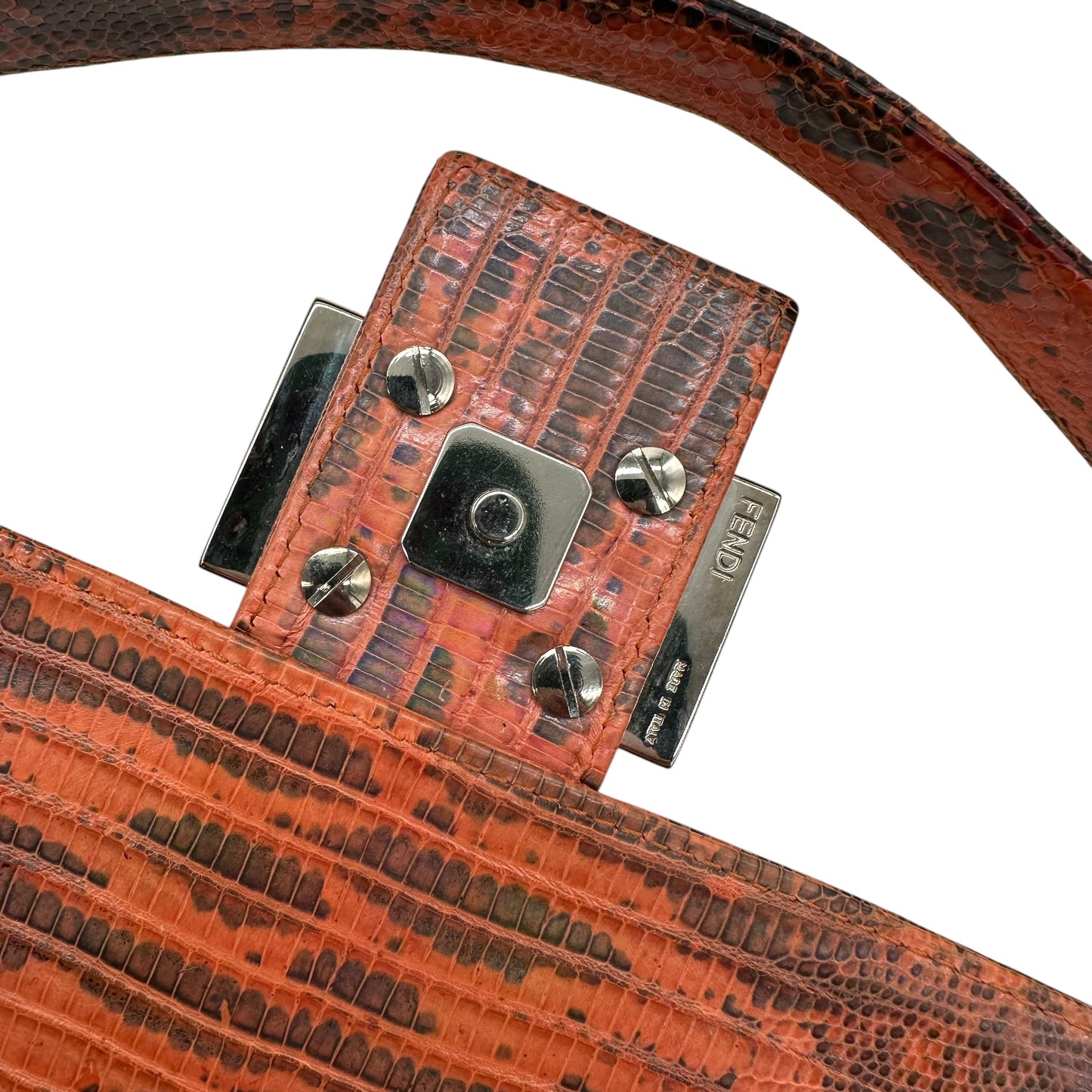 Fendi Coral Iridescent Lizard & Purple Stone Baguette Bag - Outfit Repeater