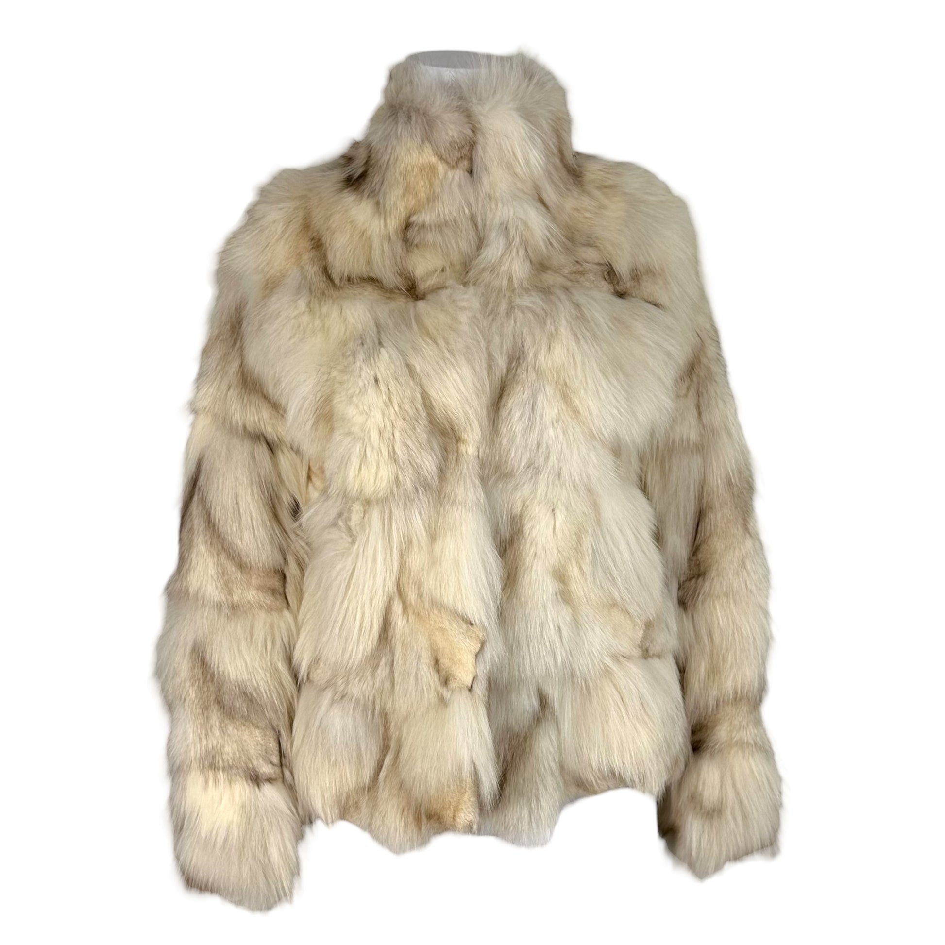 A&G Vintage White Brown Fox Fur Coat