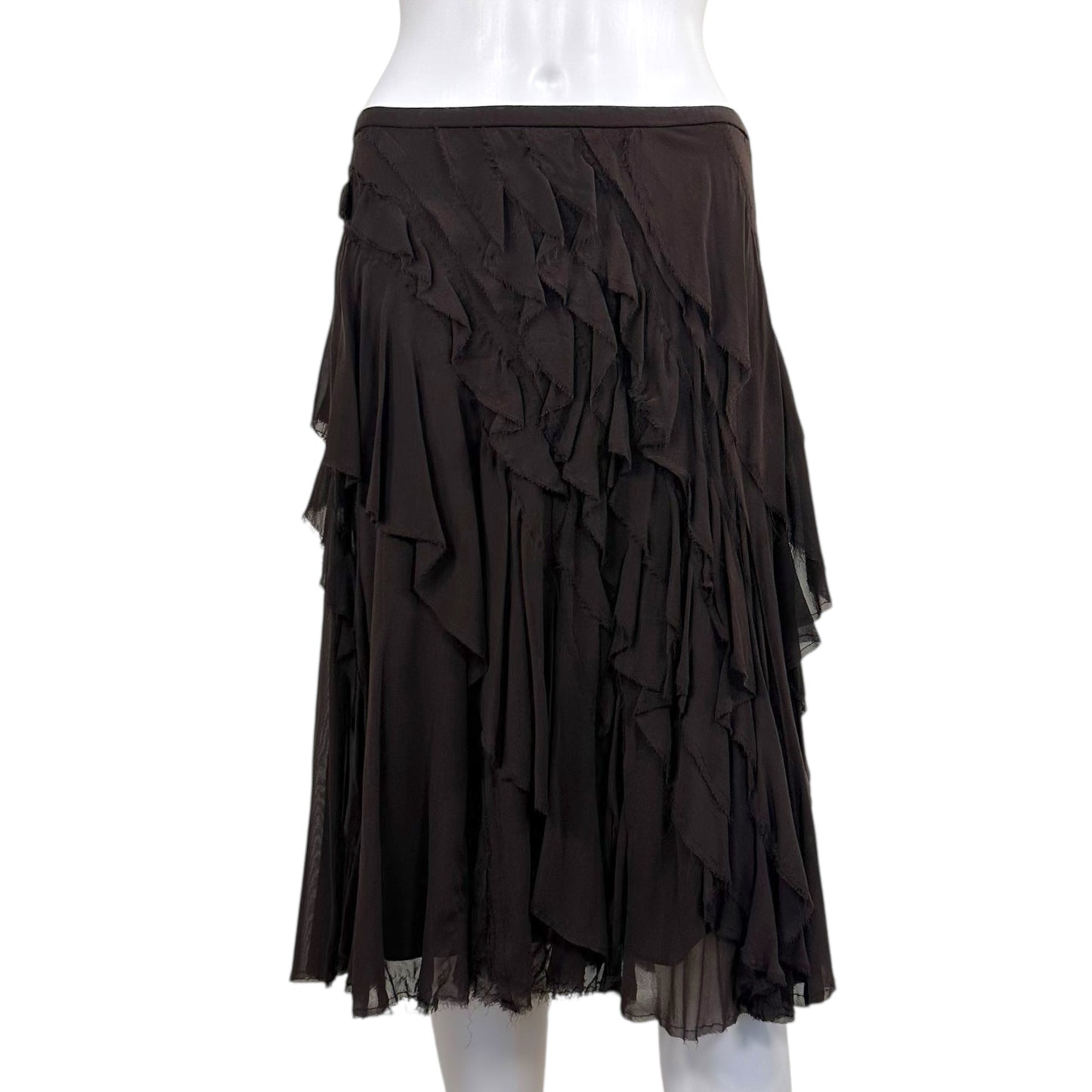 DKNY Brown Flowy Silk Skirt - Outfit Repeater
