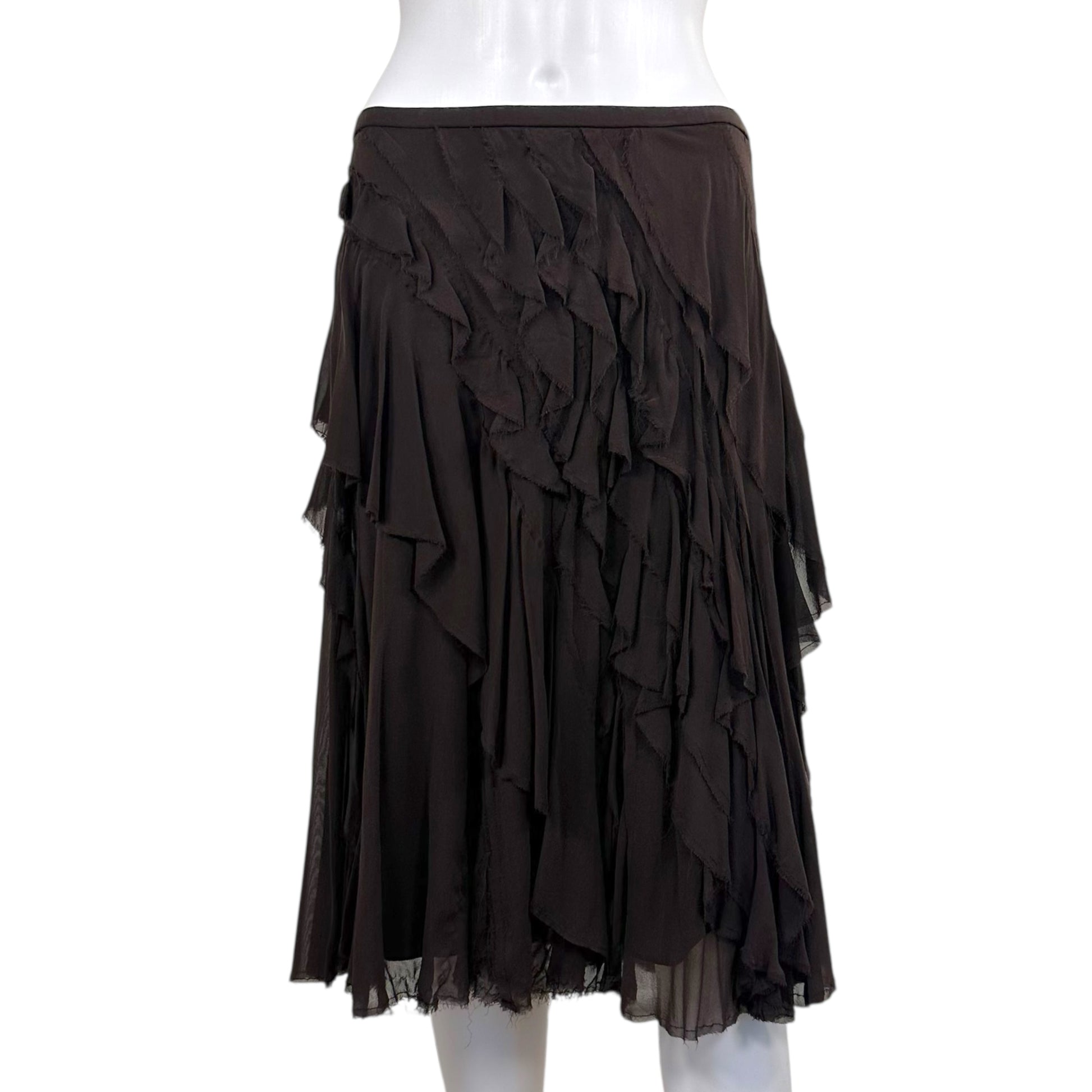 DKNY Brown Flowy Silk Skirt - Outfit Repeater