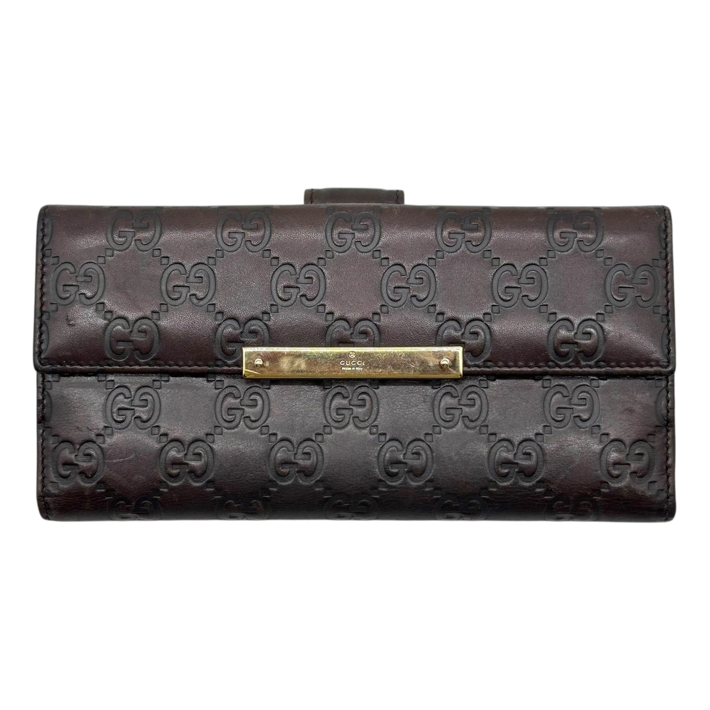 Gucci Brown Guccissima Embossed Monogram Long Wallet - Outfit Repeater