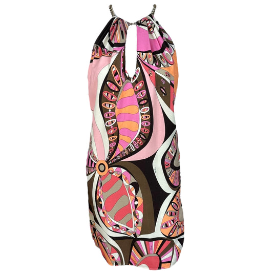 Emilio Pucci Pink & Brown Chain Strap Mini Dress