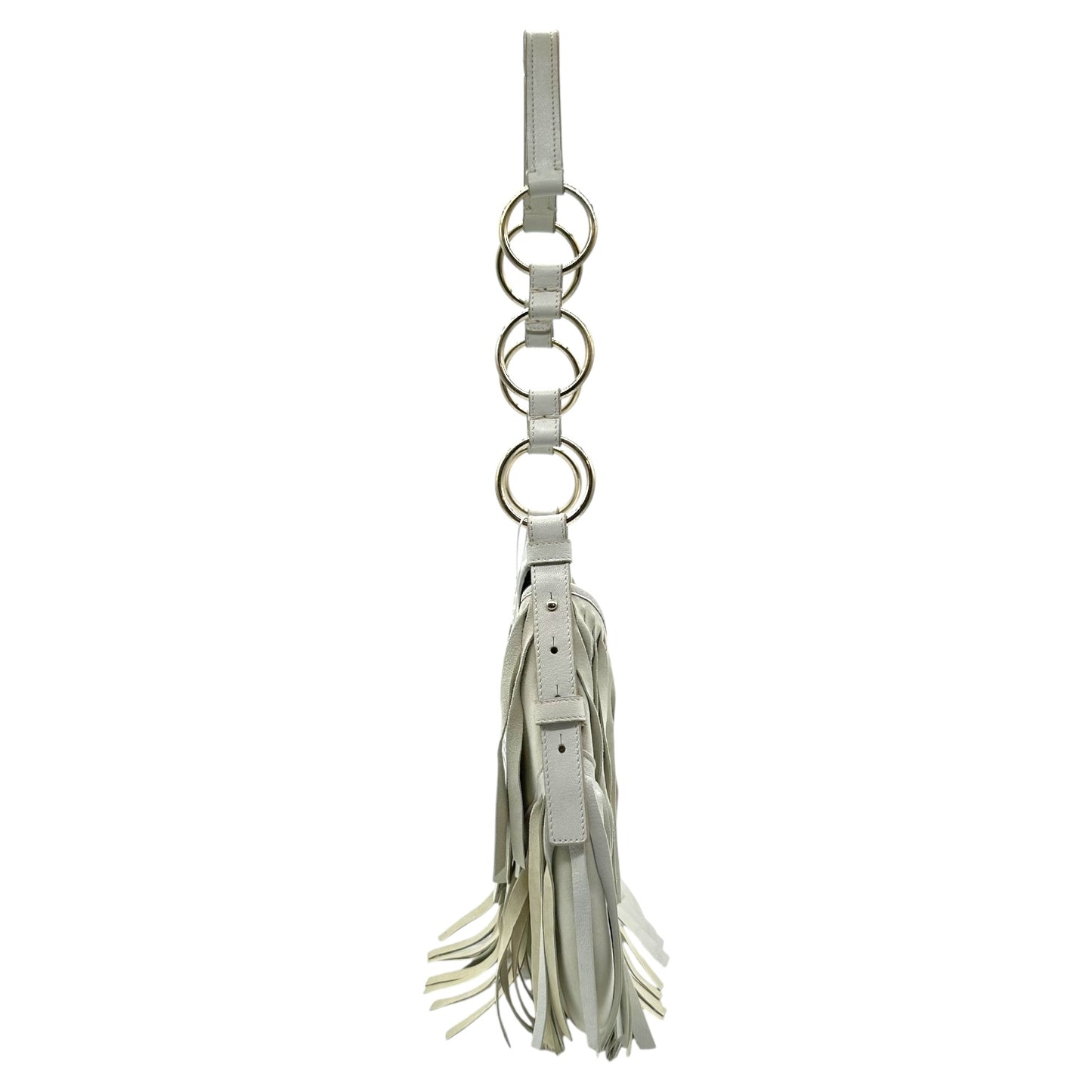 Yves Saint Laurent Rive Gauche Ivory Suede Fringe Shoulder Bag