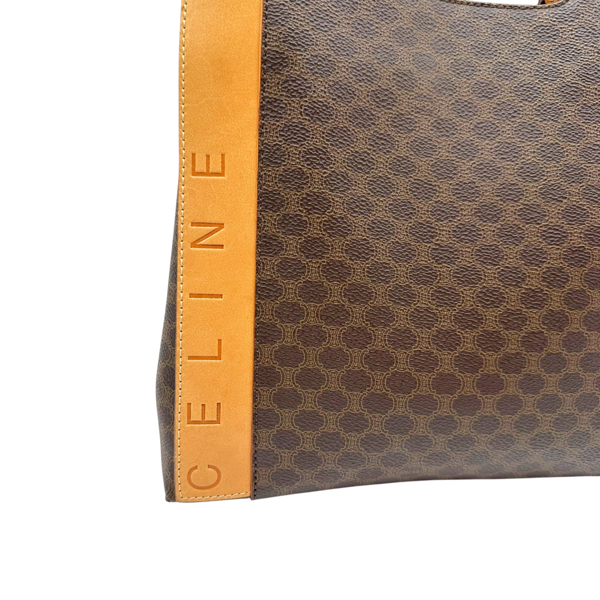Celine Brown Triomphe Monogram Tote Handbag