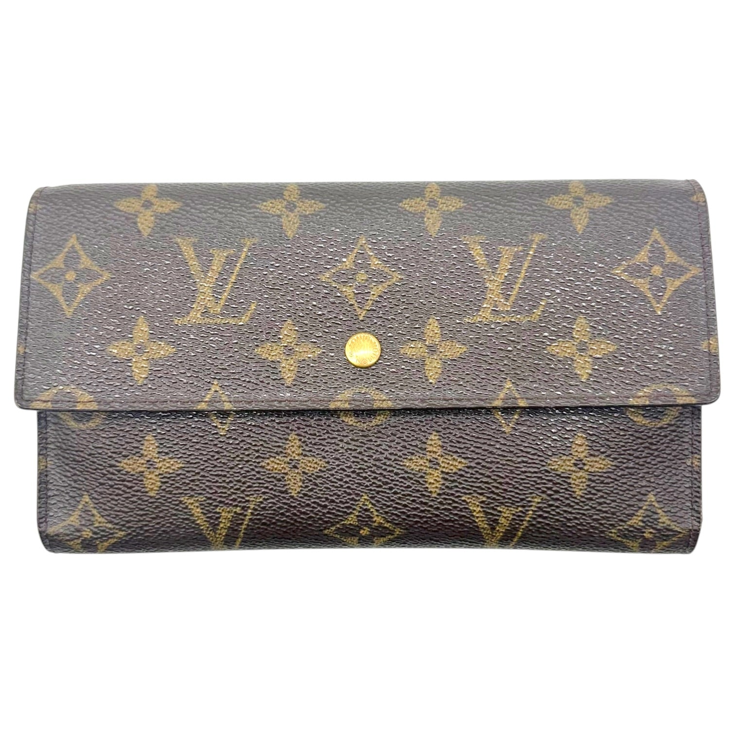 Louis Vuitton Long Snap Wallet Brown Monogram Canvas