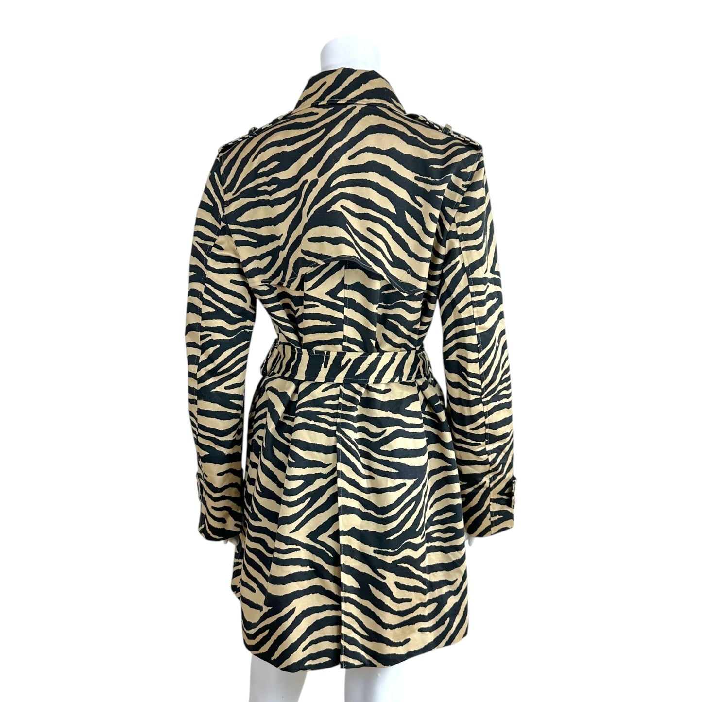 Lauren Ralph Lauren Zebra Print Trench Coat Beige Black