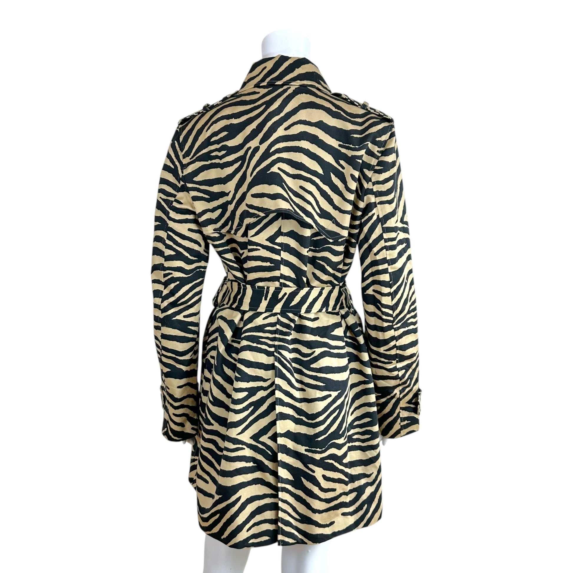 Lauren Ralph Lauren Zebra Print Trench Coat Beige Black