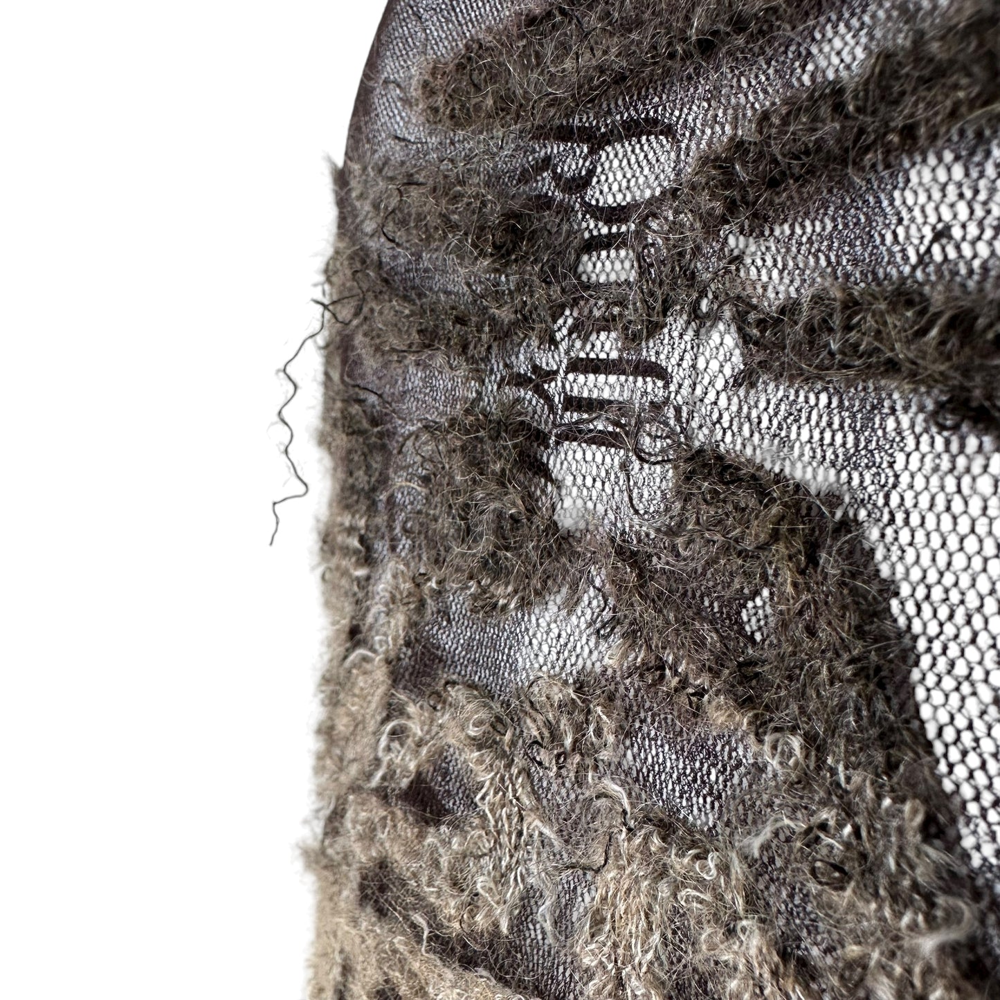 Jean Paul Gaultier Brown Patterned Open Knit Mohair Cardigan