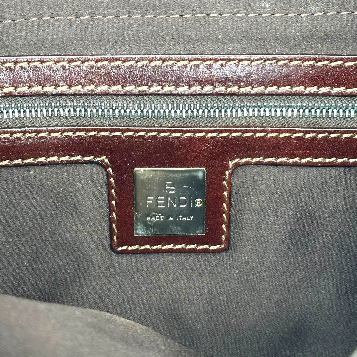 Fendi Brown Beaded Baguette Bag