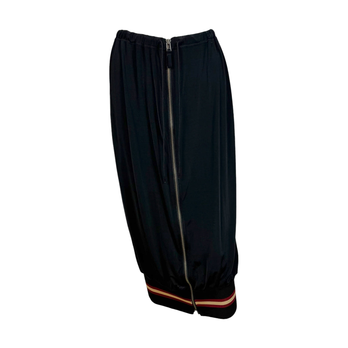Jean Paul Gaultier Black Striped Hem Zip-Up Midi Skirt