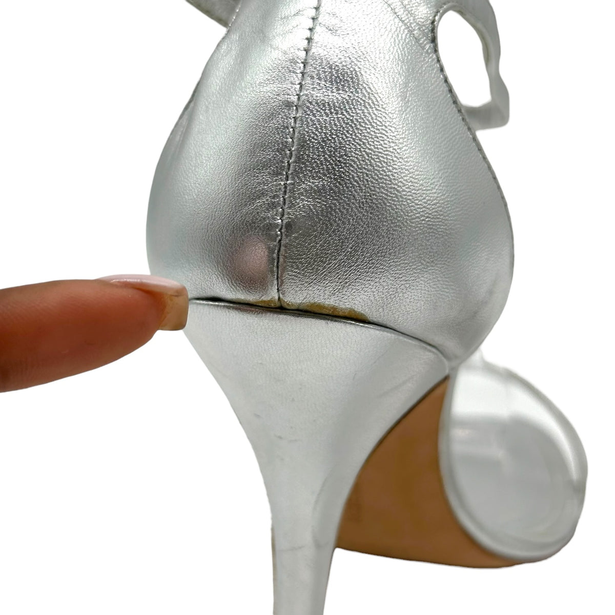 Manolo Blahnik Silver Leather Strappy Heeled Sandals