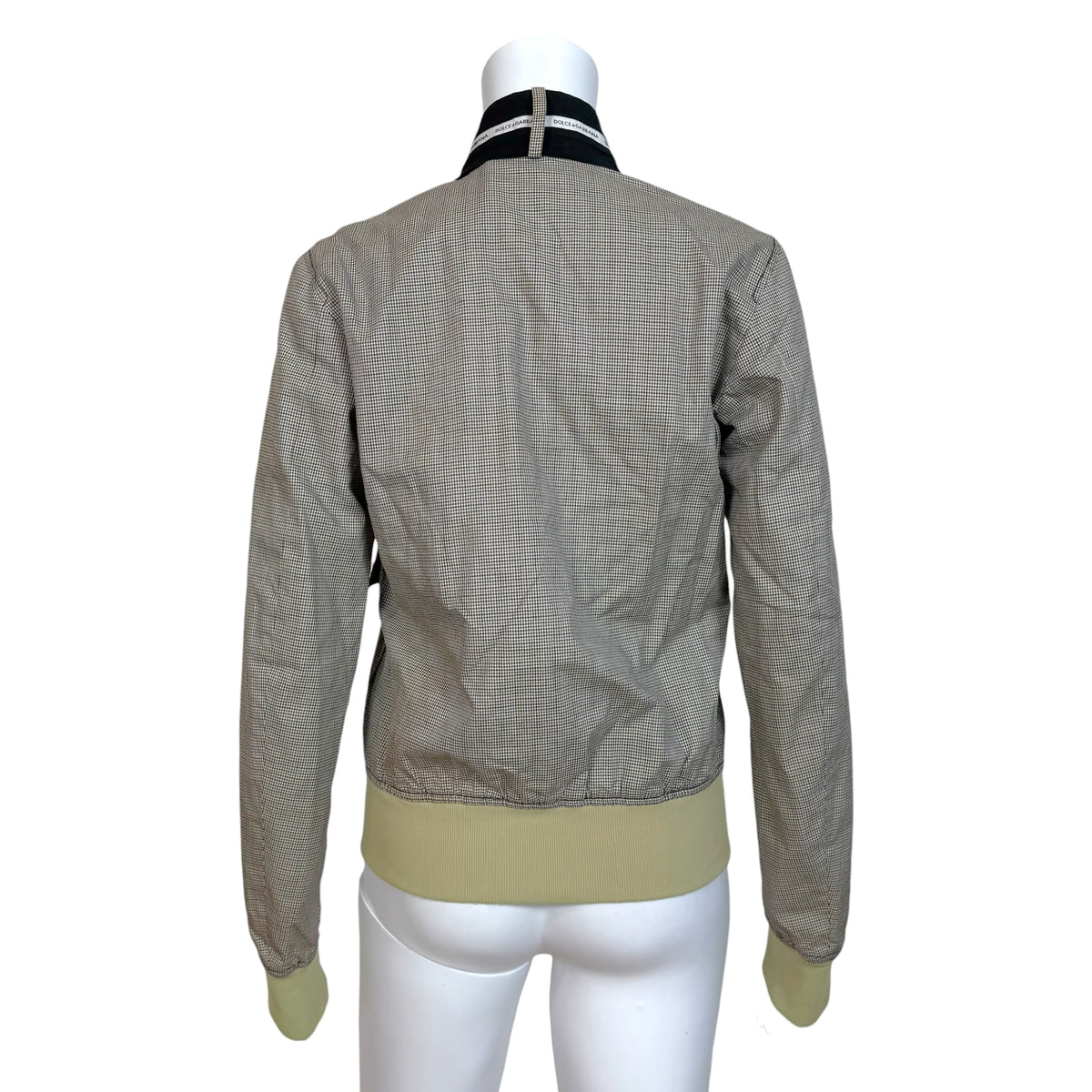 Dolce & Gabbana Houndstooth Print Logo Collar Bomber Jacket