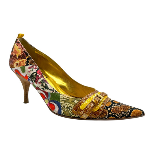 Just Cavalli Multicolor Patchwork Printed Heels