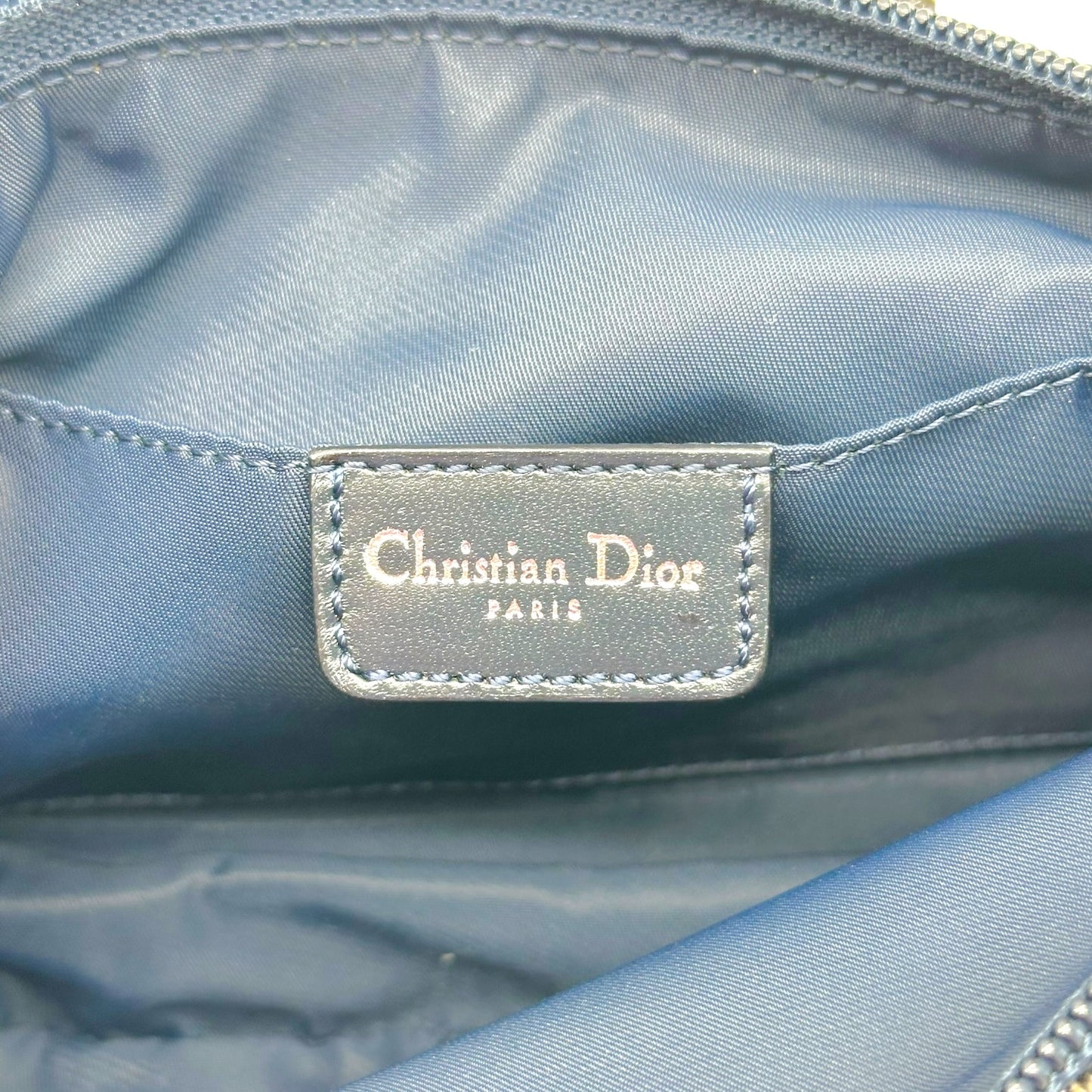 Christian Dior Navy Blue Trotter Monogram Shoulder Pochette Bag