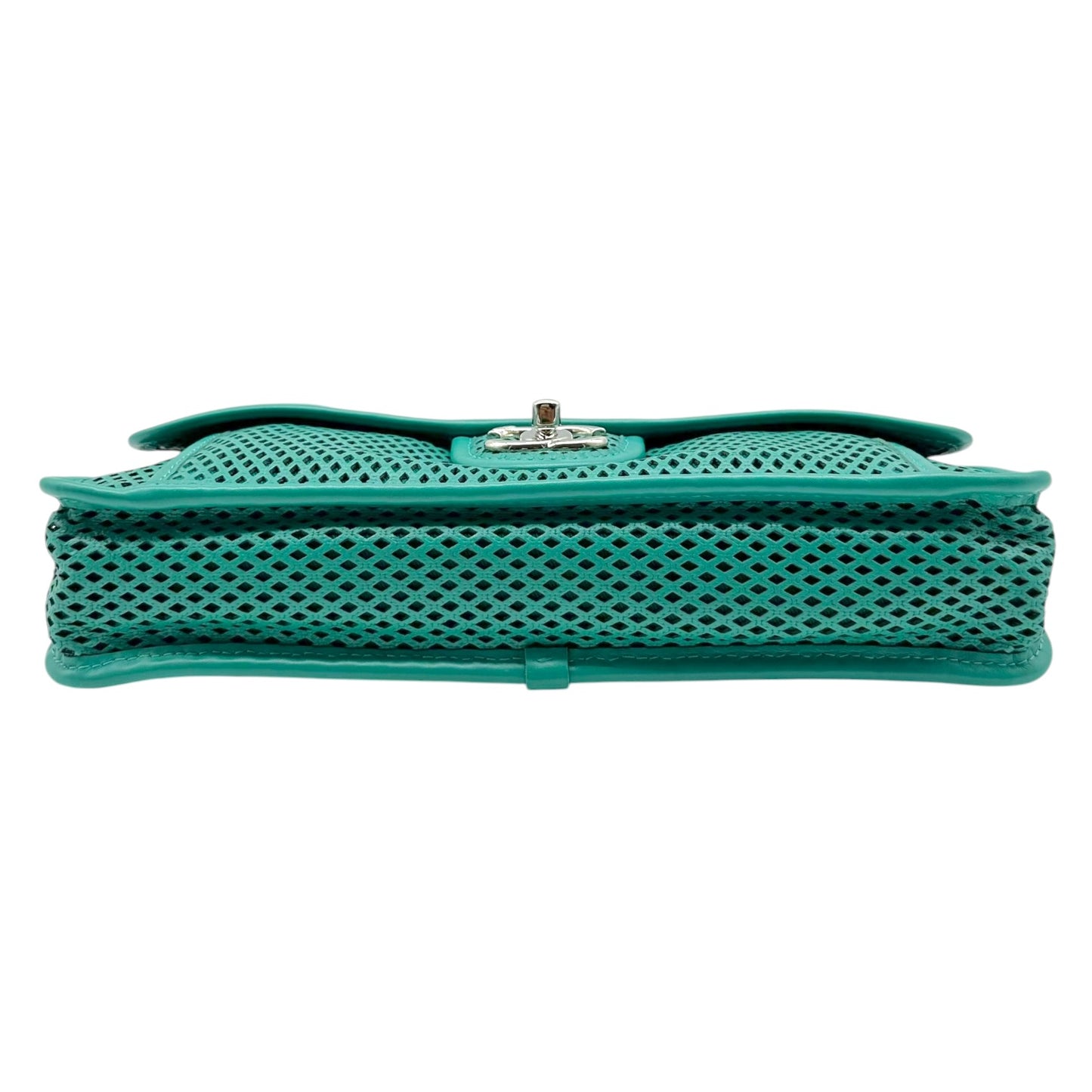 Chanel Medium Flap Bag Turquoise Perforated Leather