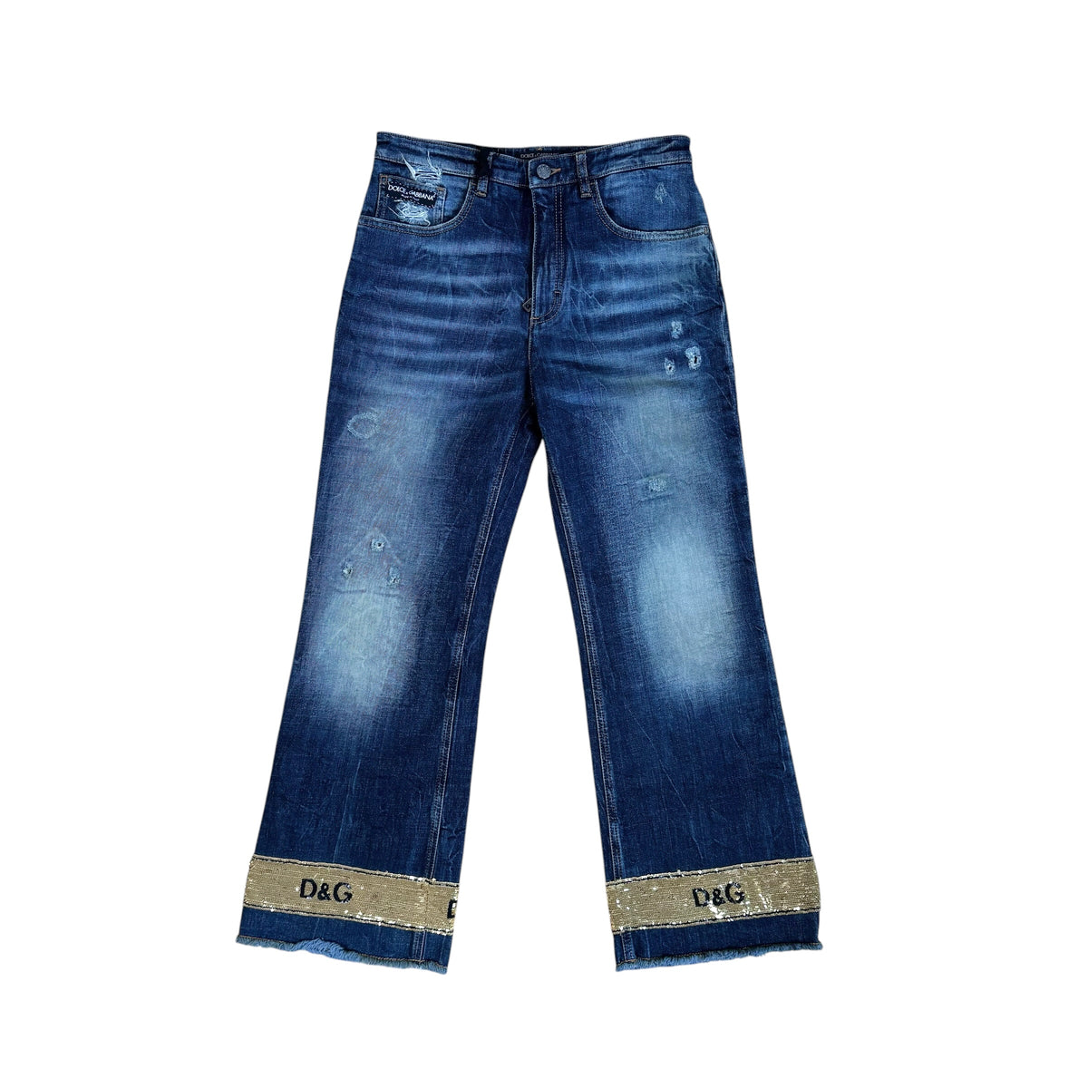 Dolce & Gabbana Dark Wash Distressed Capri Jeans