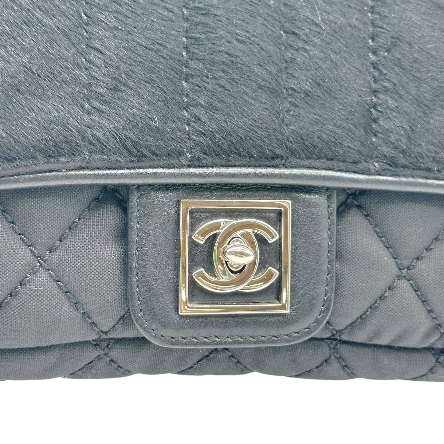 Chanel Sport Black Ponyhair & Canvas Medium Quilted Flap Bag 2005-06