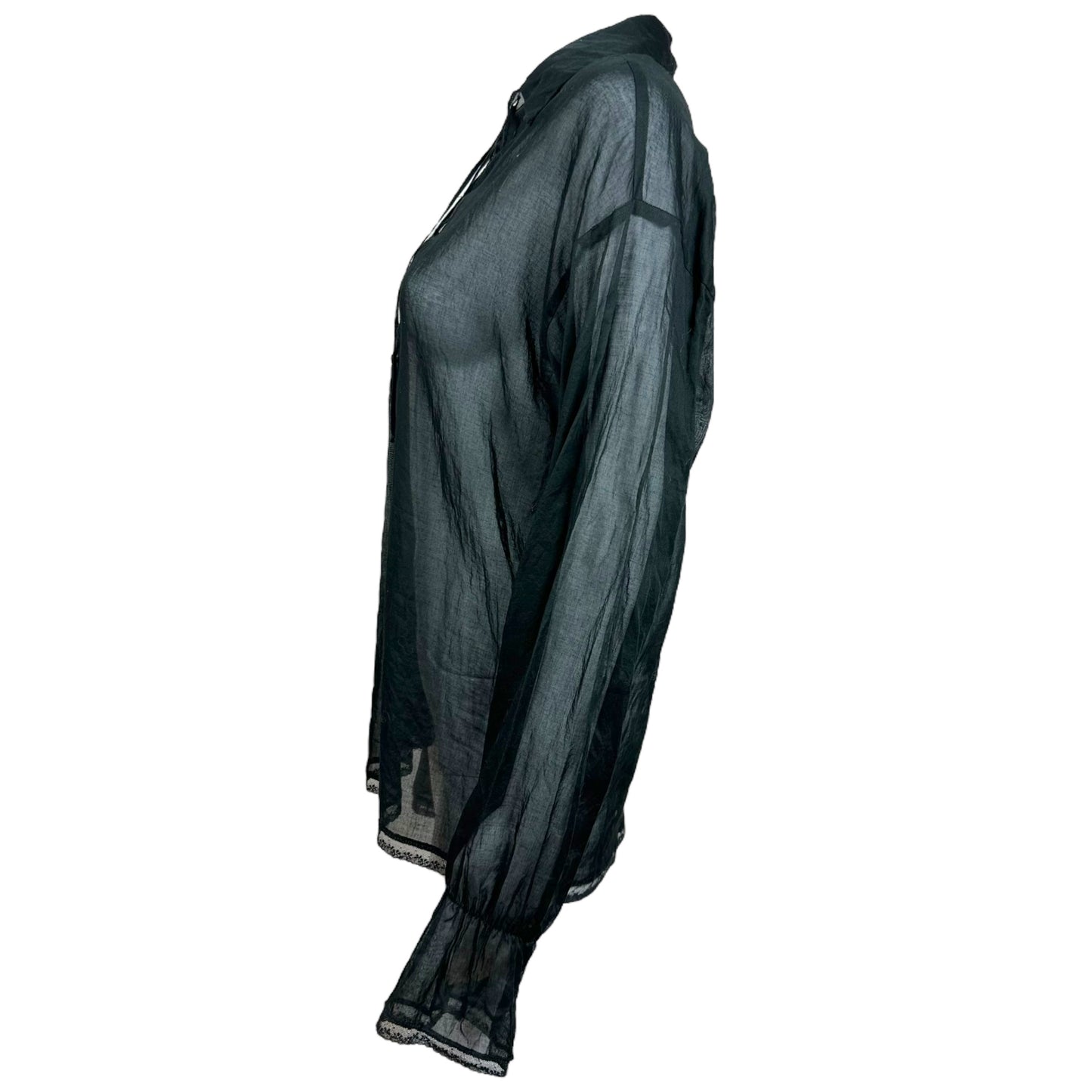 D&G Dolce & Gabbana Sheer Black Lace Up Blouse - Outfit Repeater