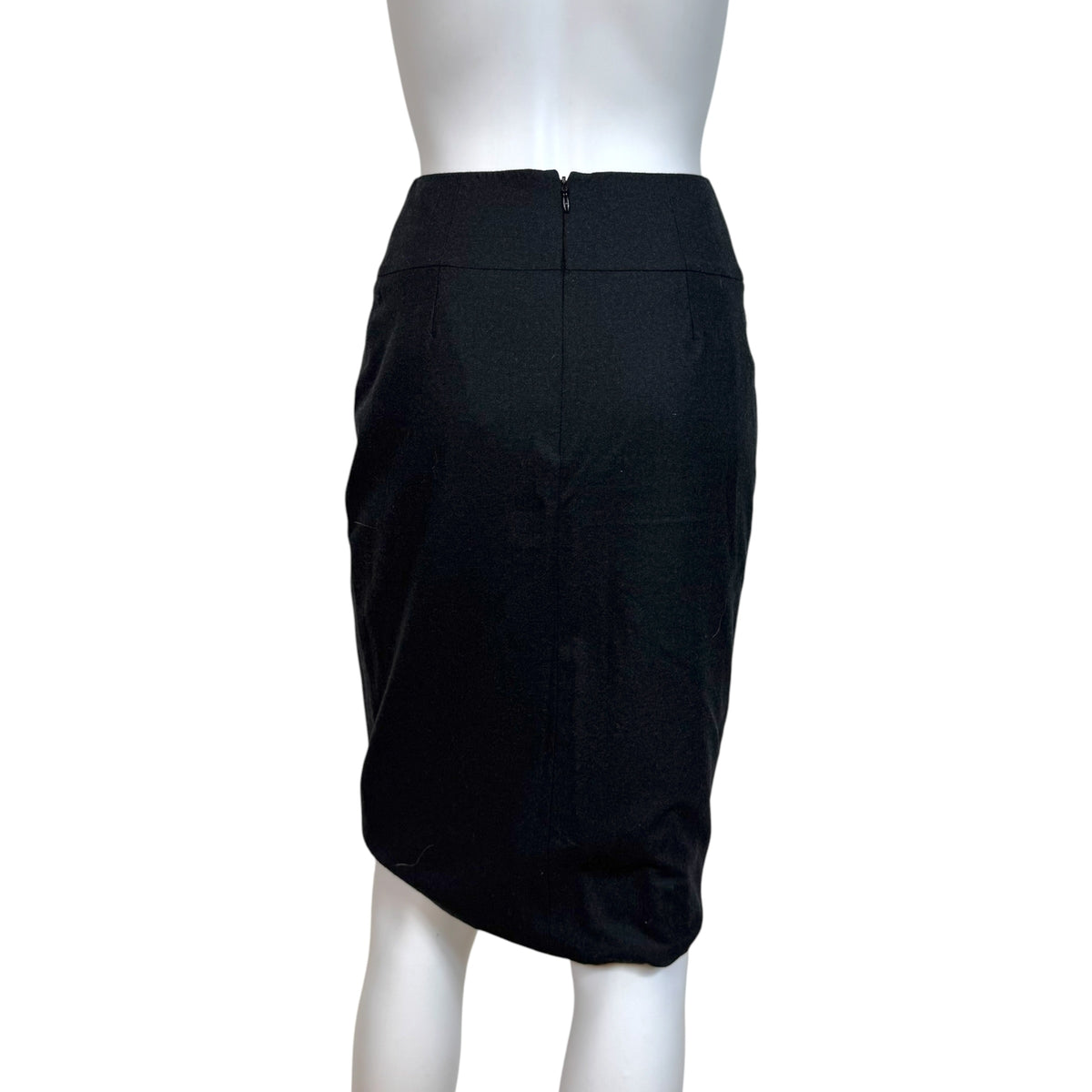 Chanel Autumn 2008 Gray Wool Ruched Front Midi Skirt