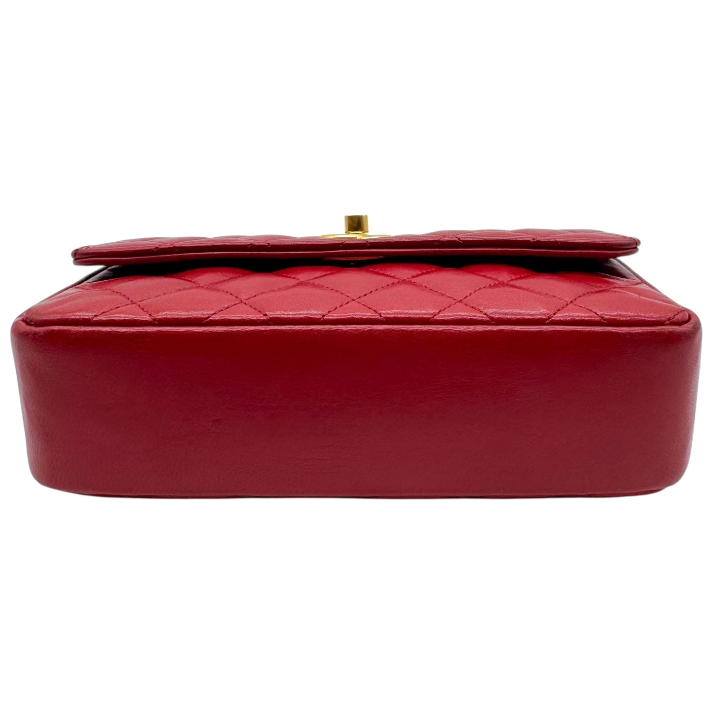 Chanel 90's Red Leather & Gold Hardware Mini Crossbody Flap Bag - Outfit Repeater