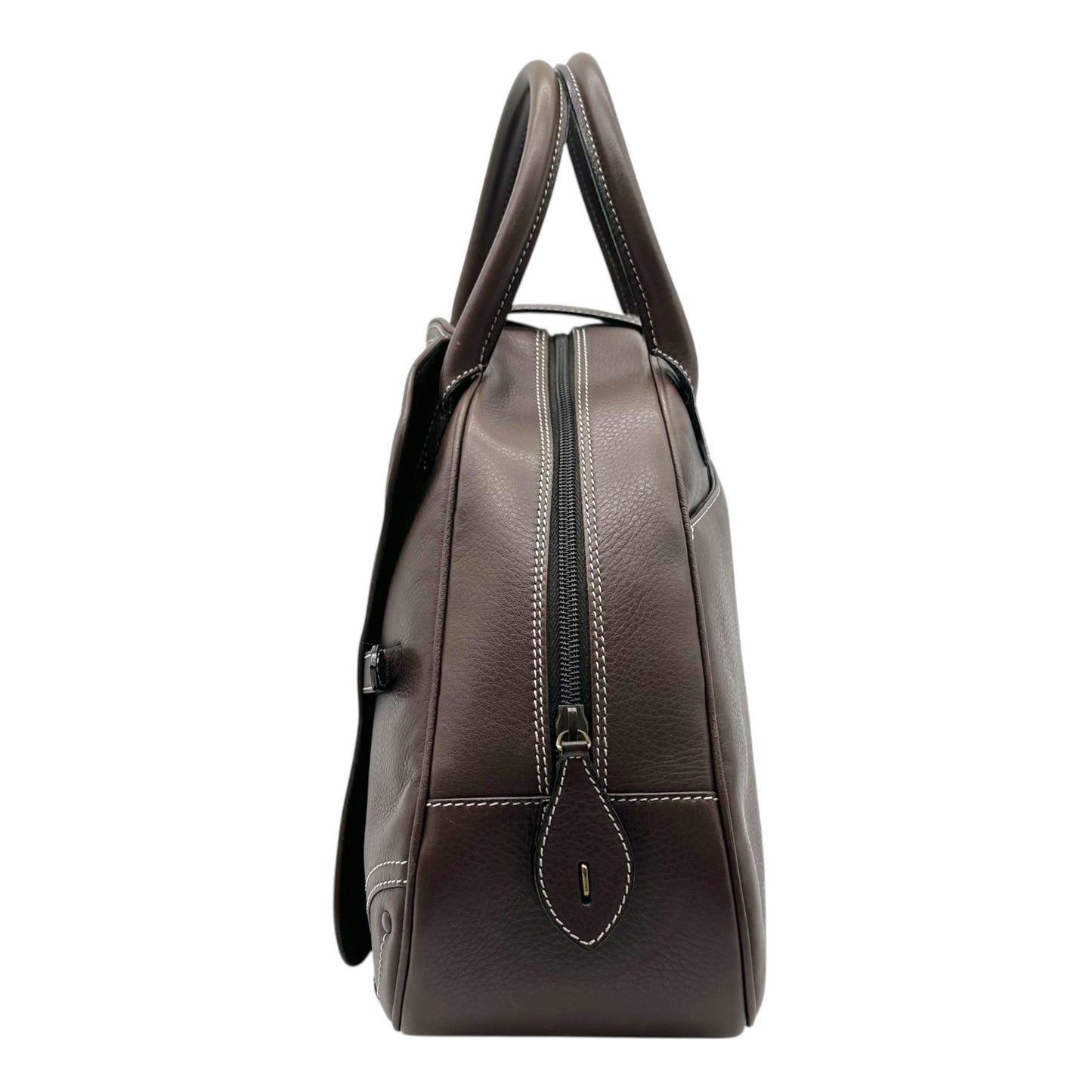 Christian Dior Brown Leather Large Double Saddle Bowler Bag