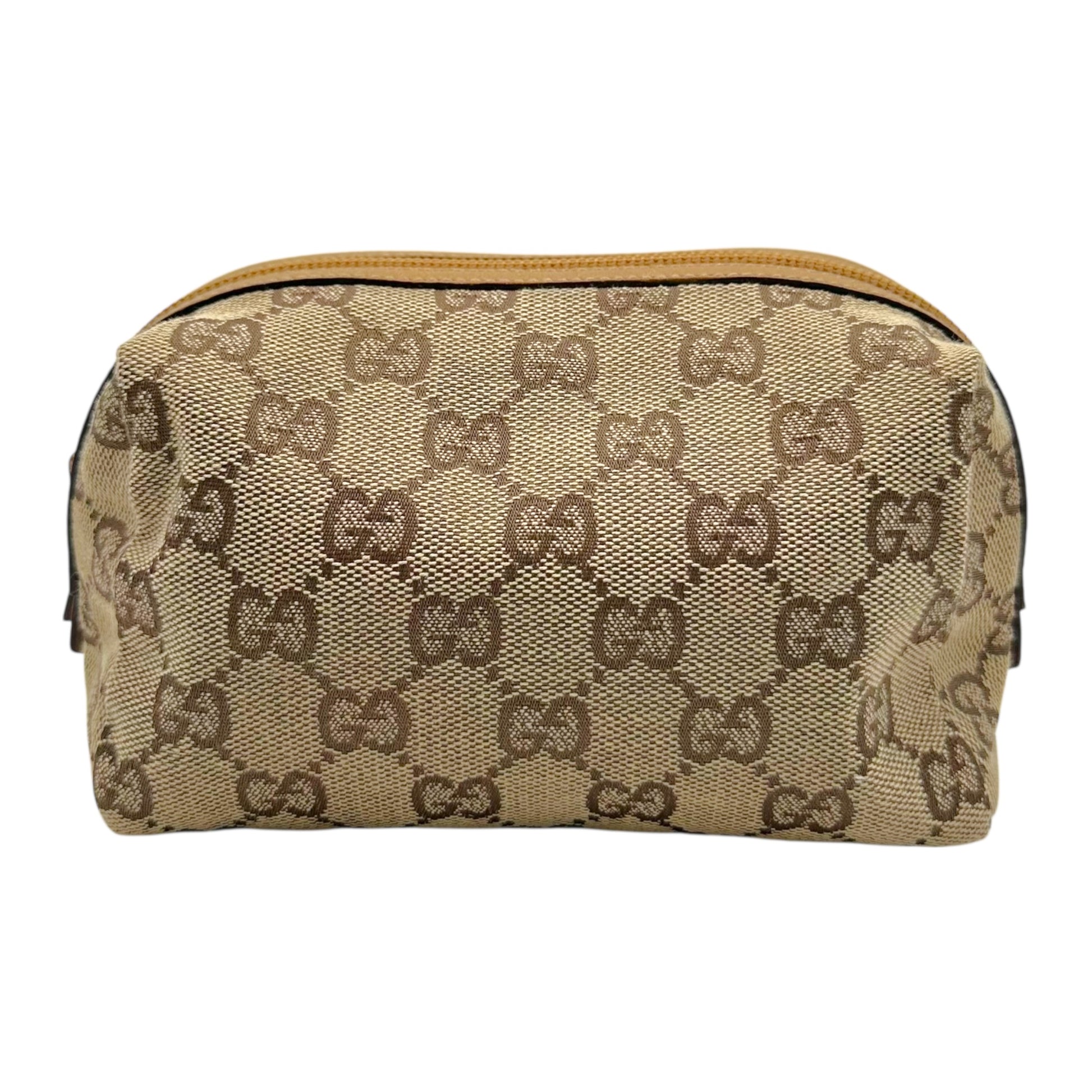 Gucci Tan Monogram Leather Cosmetic Pouch