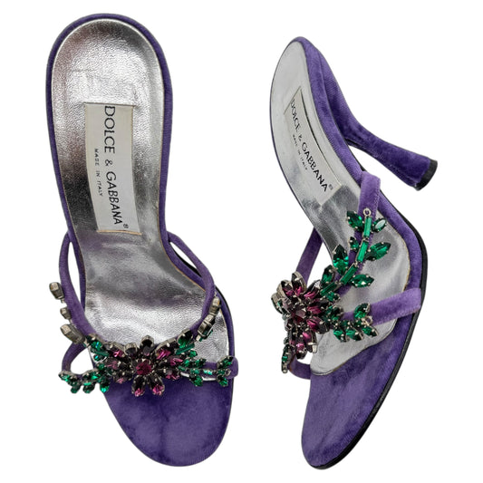 Dolce & Gabbana 90's Purple Velvet & Crystal Heeled Sandals - Outfit Repeater