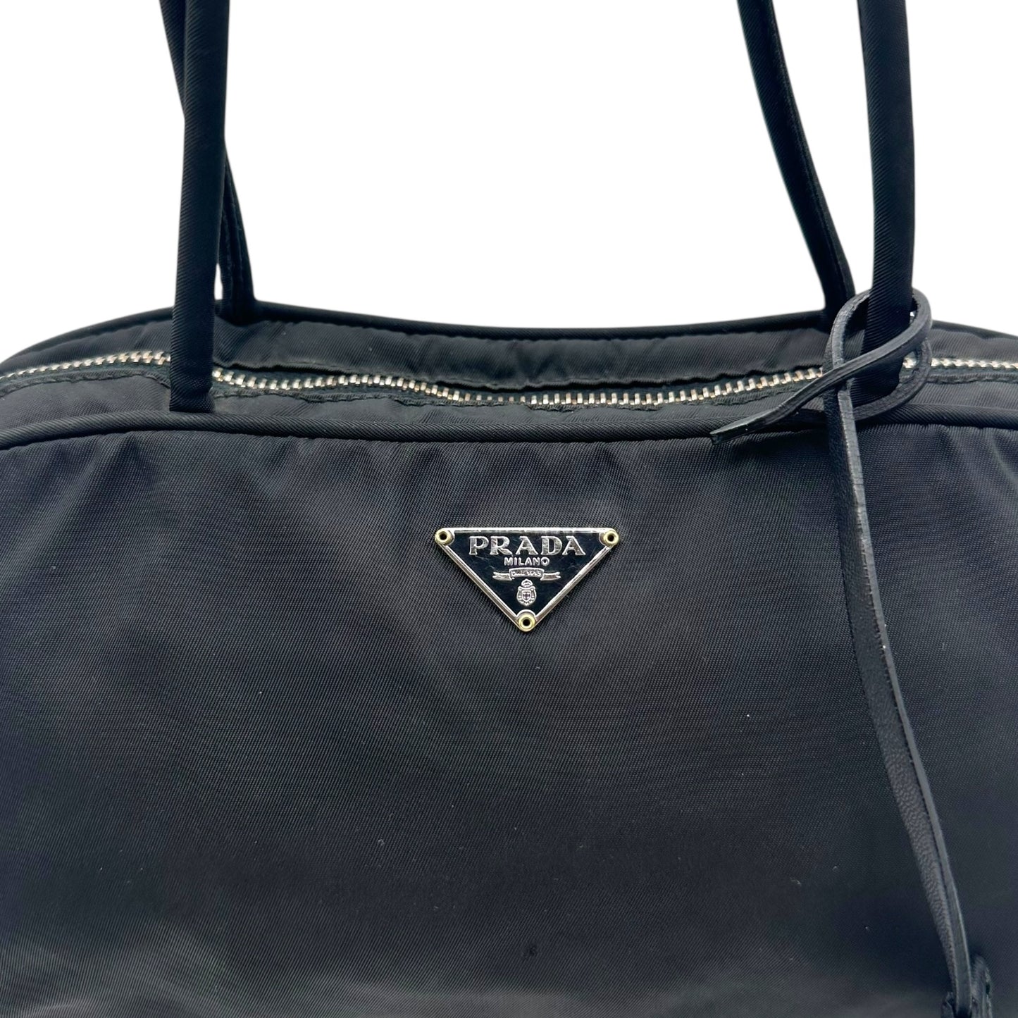 Prada Black Nylon East West Bowler Shoulder Bag